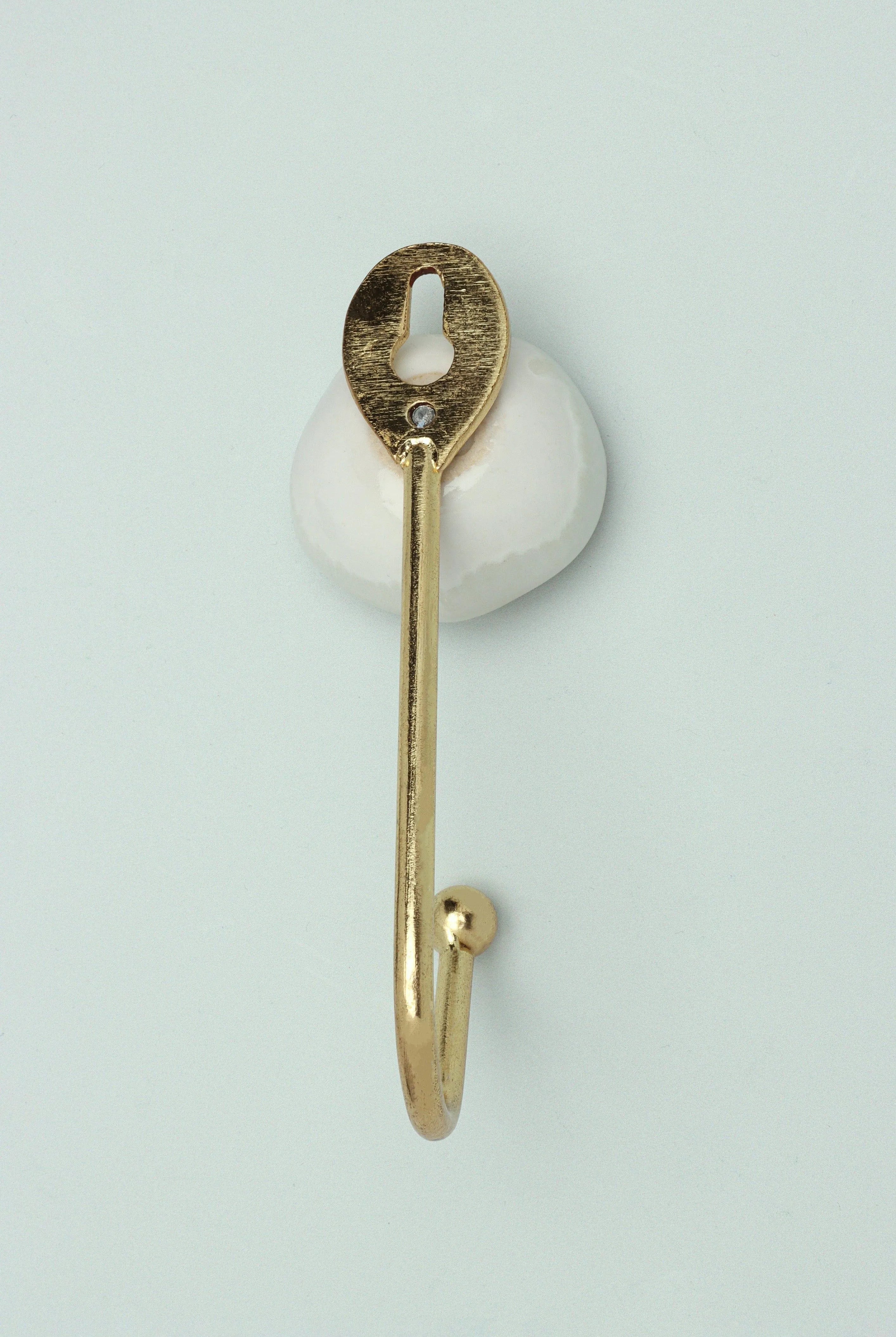 Rhodes Handmade & Handcrafted Ceramic Wall Hook Crackle Glaze with Brass Finish - G Decor