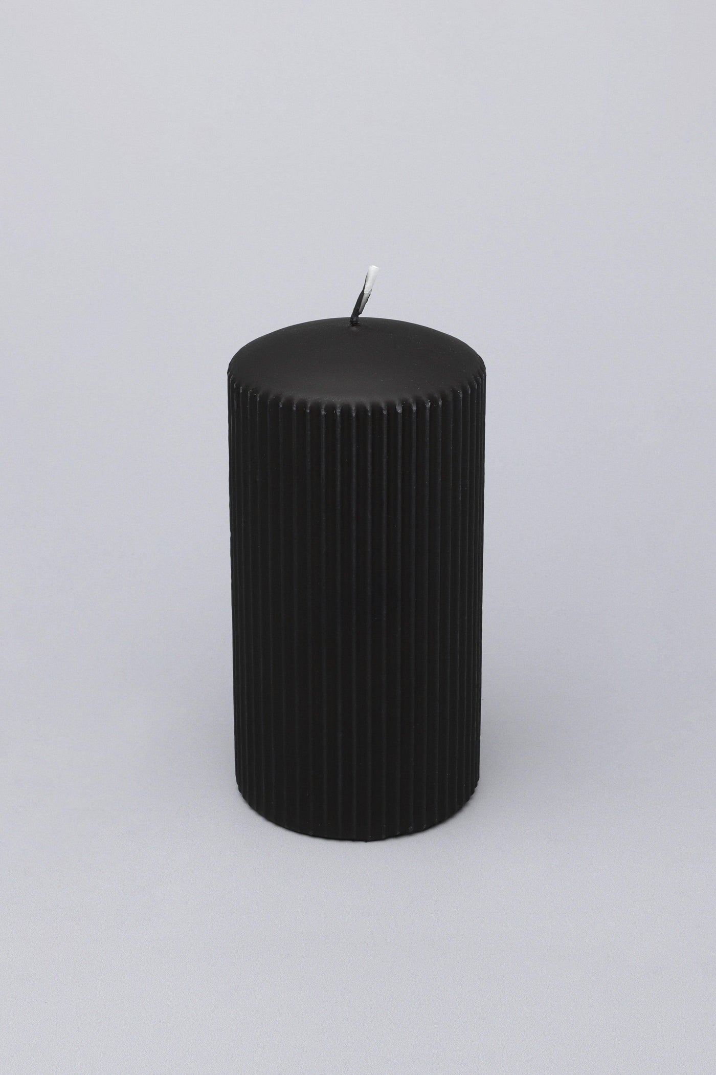 Gdecorstore Candles Black / Large Ribbed Textured Jade Black Gothic Vintage Pillar Candle