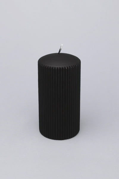 Gdecorstore Candles Black / Large Ribbed Textured Jade Black Gothic Vintage Pillar Candle