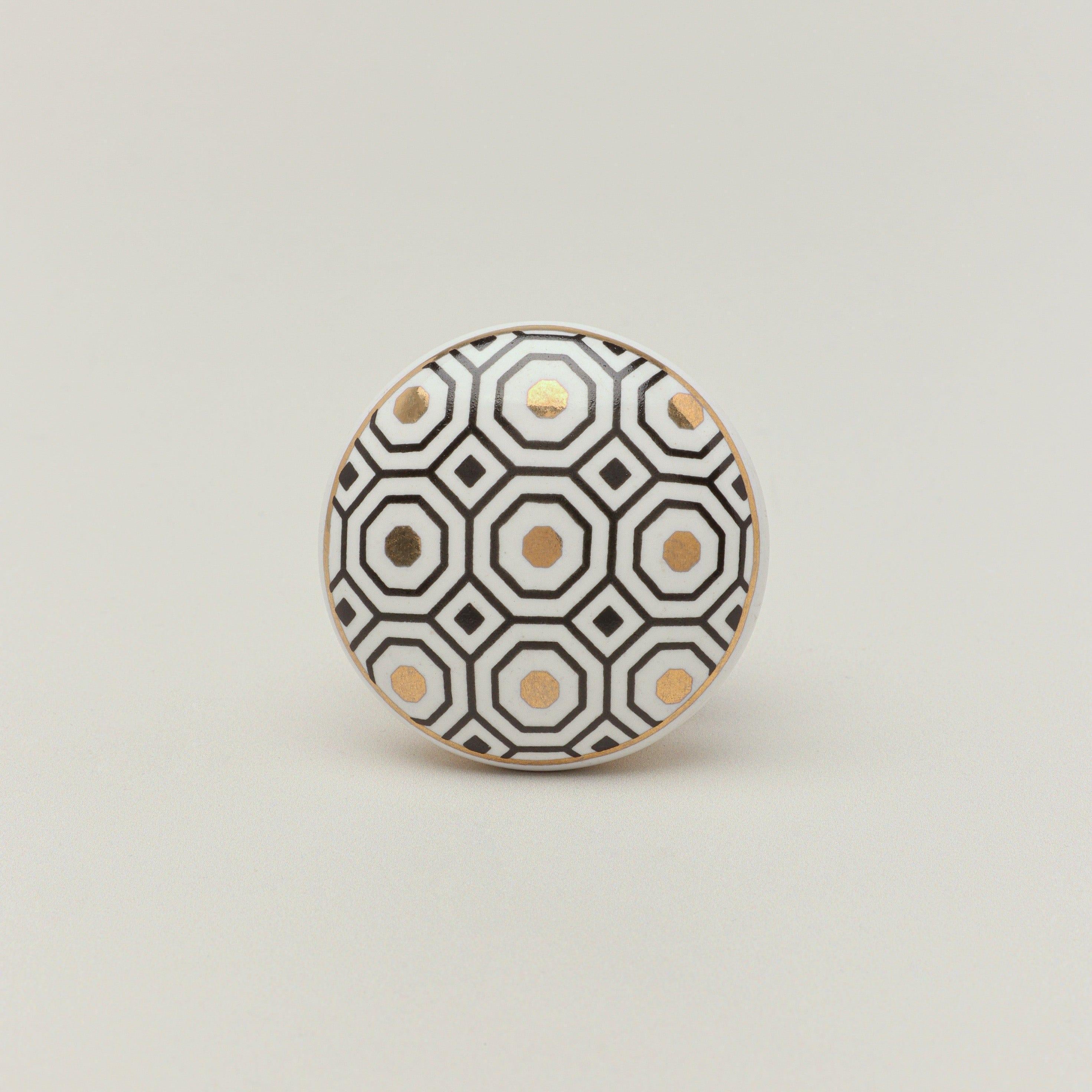 Royal Gold Ceramic Knob Luxury Door, Cupboard & Drawer Handle - G Decor