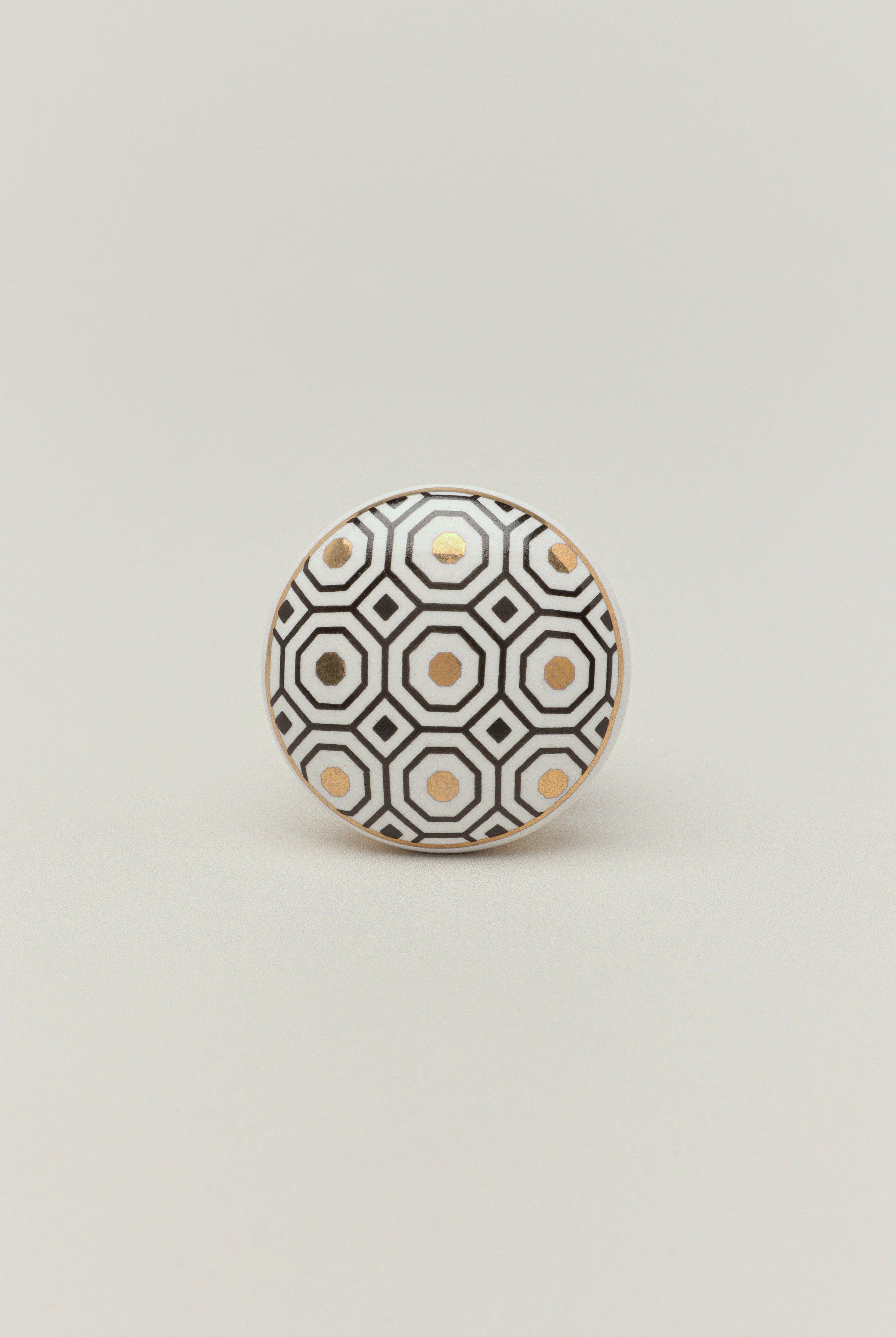 Royal Gold Ceramic Knob Luxury Door, Cupboard & Drawer Handle - G Decor