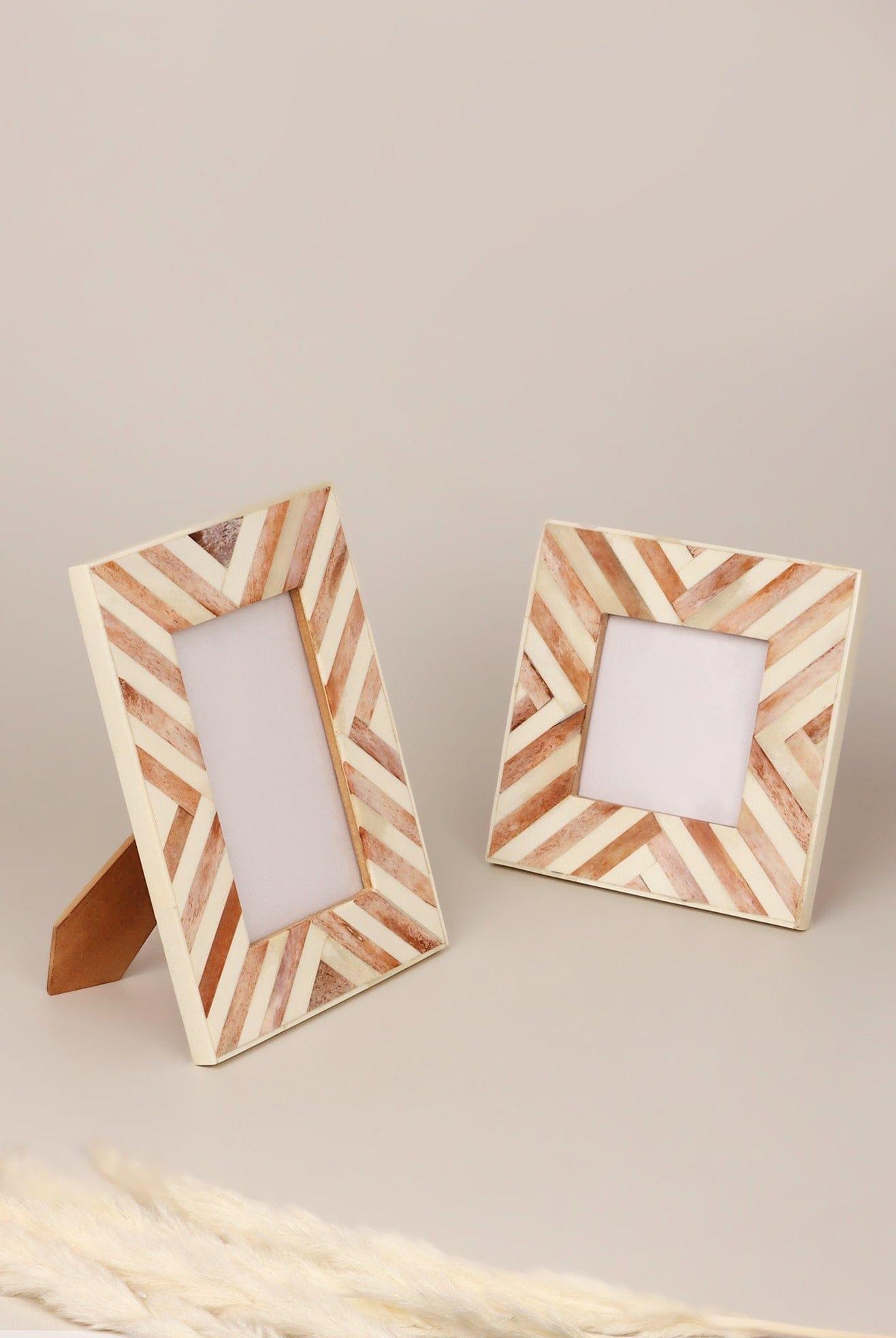 Santa Fe Handmade Horn Bone & Wood Chevron Photo Frame Southwest Picture Display - G Decor