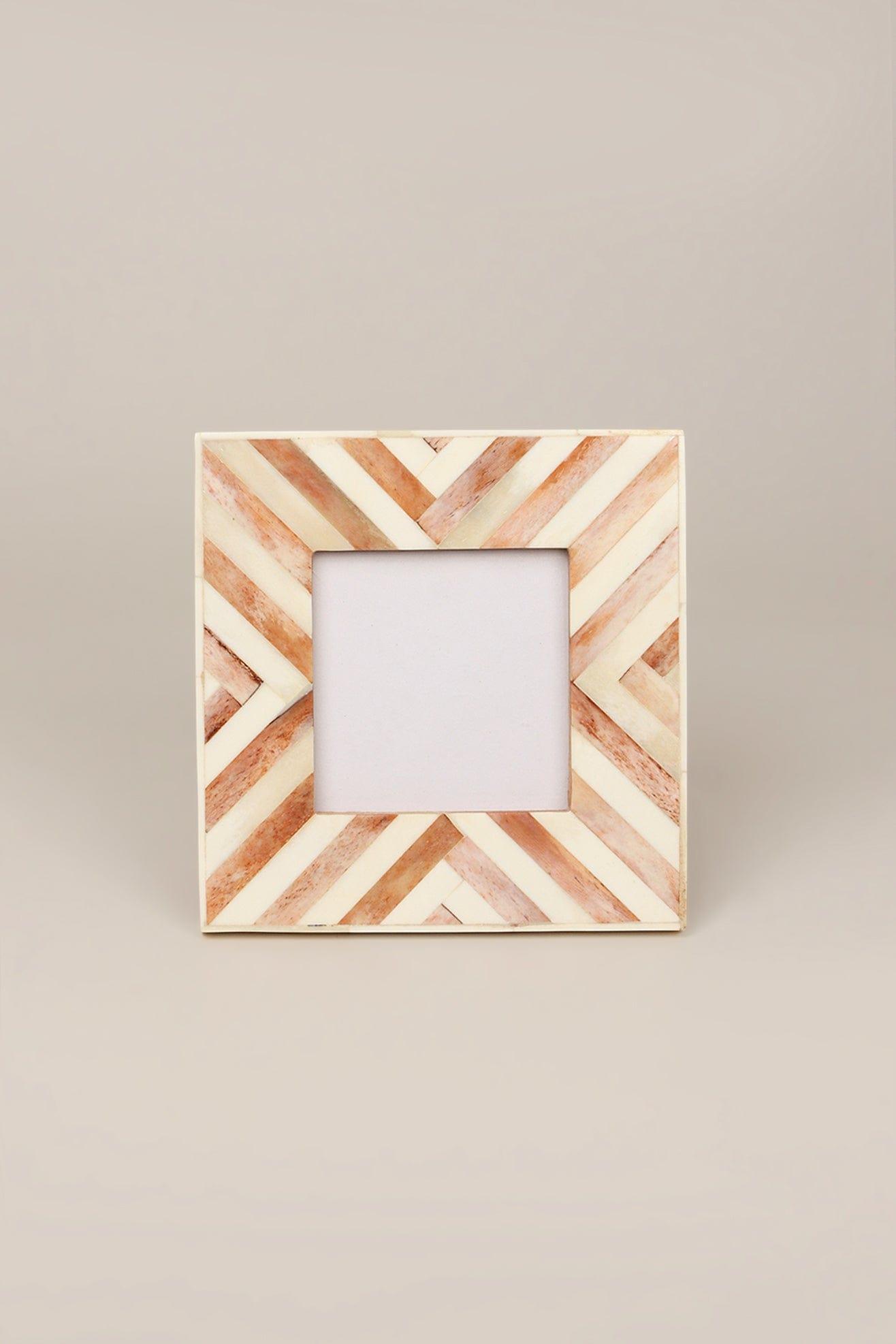 Santa Fe Handmade Horn Bone & Wood Chevron Photo Frame Southwest Picture Display - G Decor