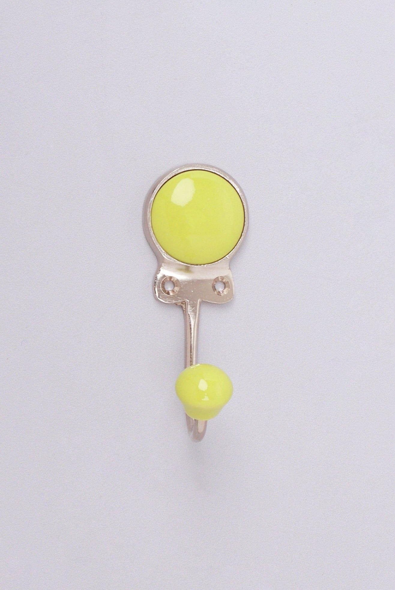 Savoy Handcrafted Ceramic Wall Hook Citrus Tones Coat Hanger With Chrome Detail - G Decor