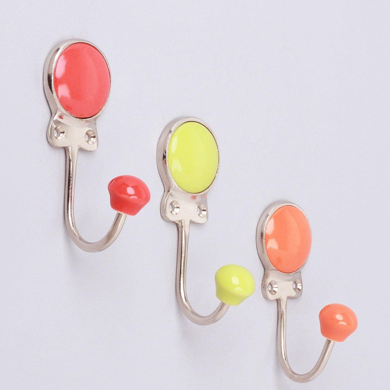 Savoy Handcrafted Ceramic Wall Hook Citrus Tones Coat Hanger With Chrome Detail - G Decor