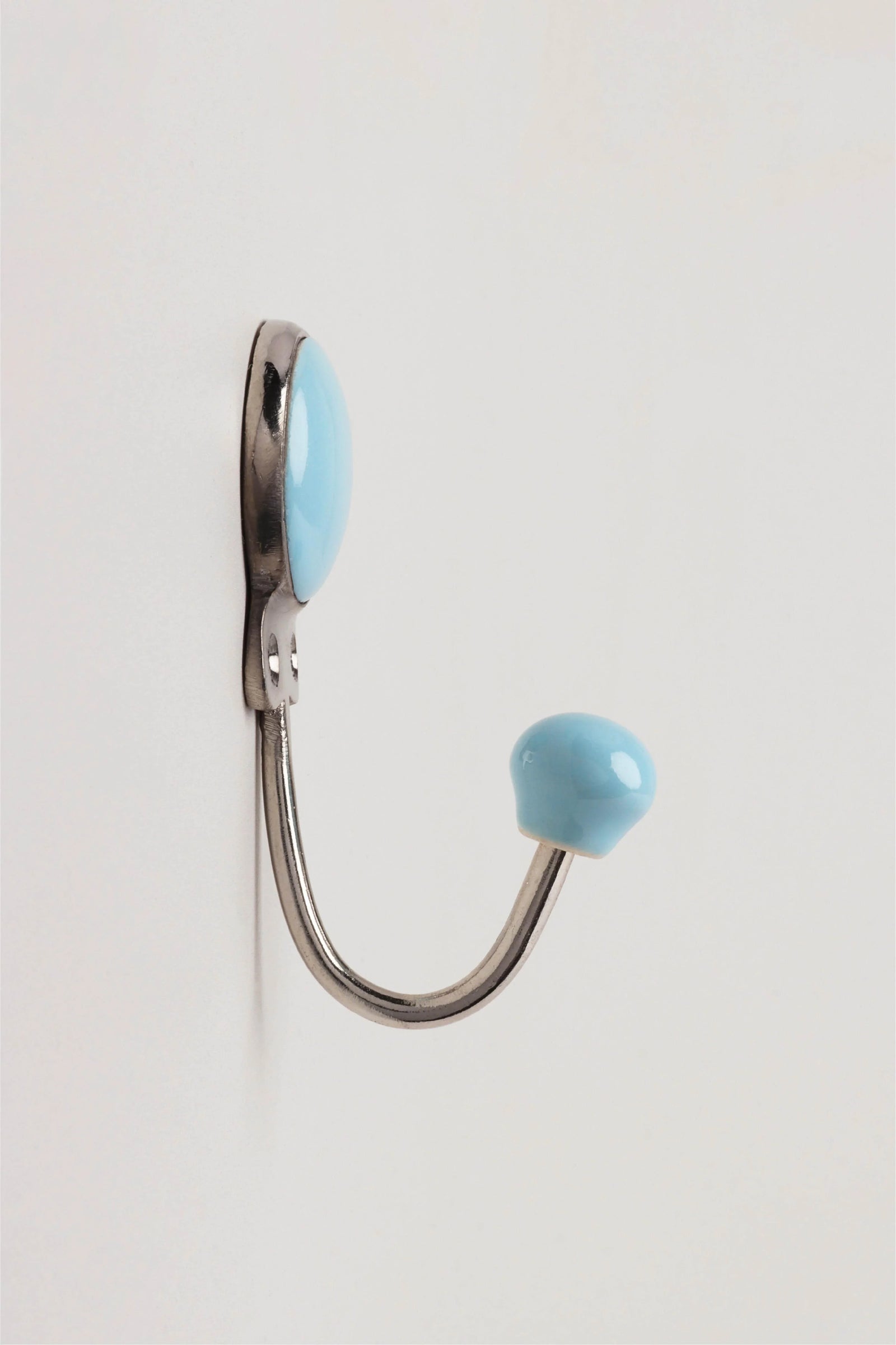 Savoy Ceramic Wall Hook in Ice Tones with Chrome — close-up view, G Decor