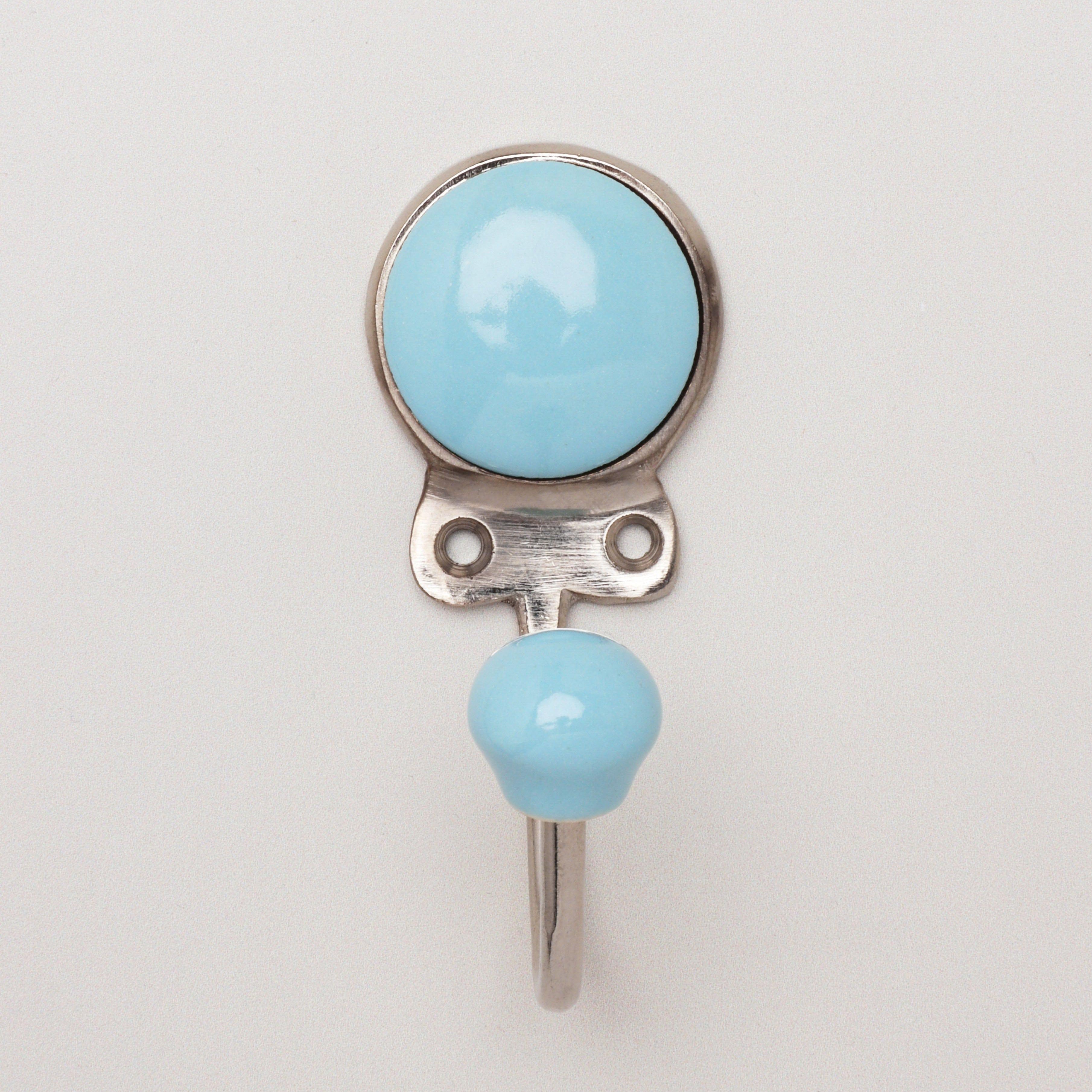 Savoy Handcrafted Ceramic Wall Hook Ice Tones Coat Hanger With Chrome Detail - G Decor