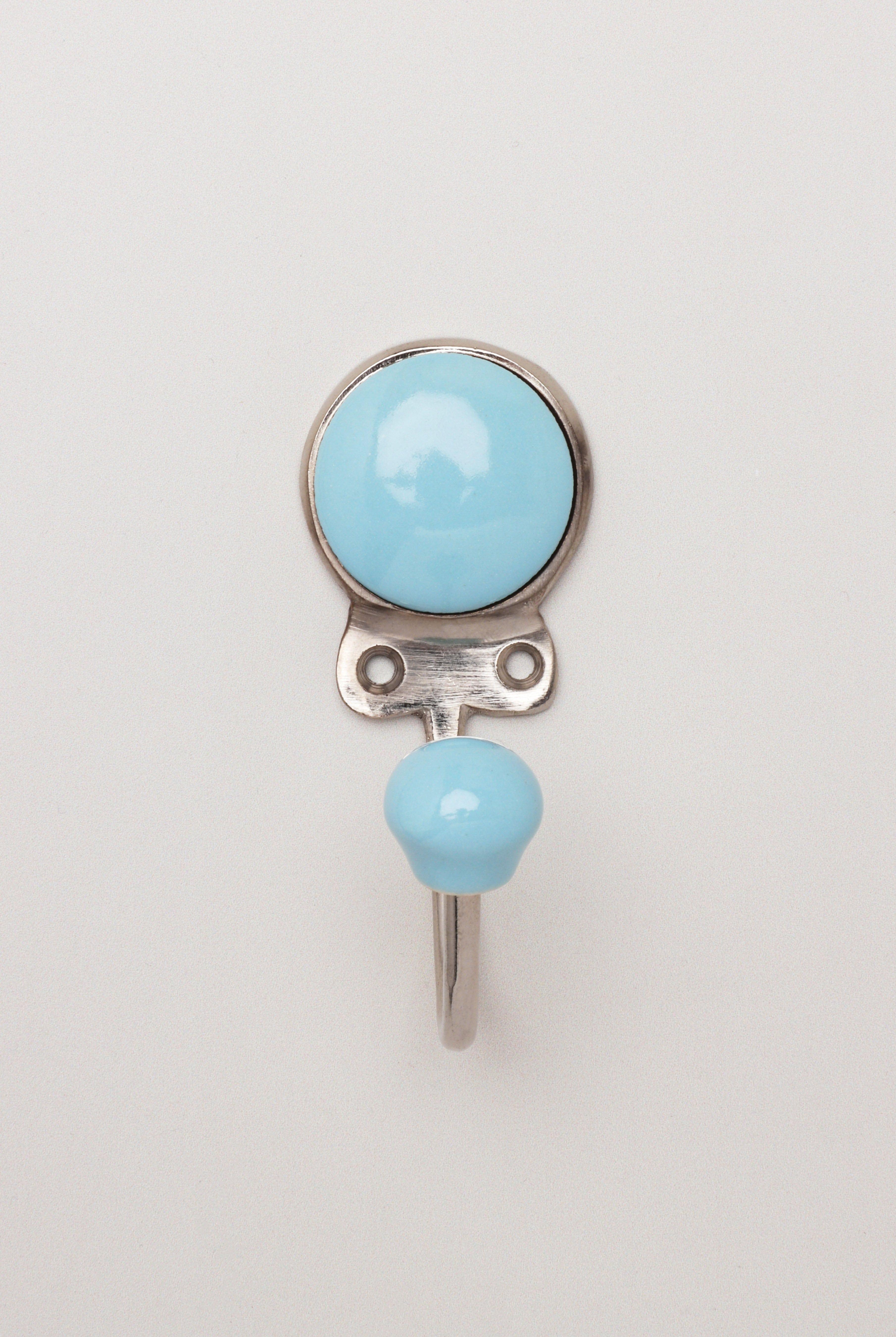 Savoy Handcrafted Ceramic Wall Hook Ice Tones Coat Hanger With Chrome Detail - G Decor