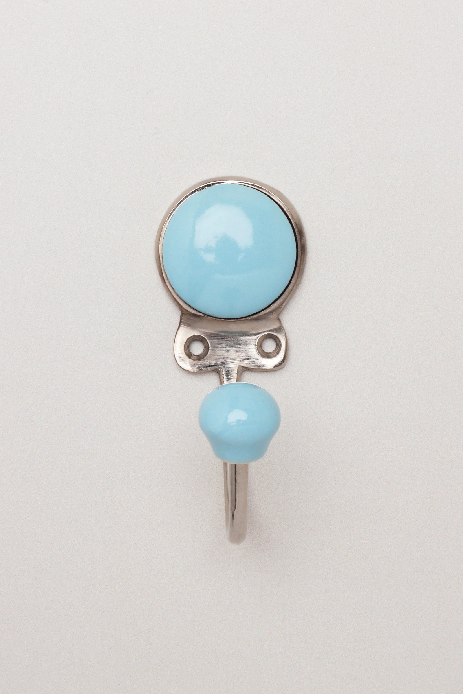 Savoy Ceramic Wall Hook in Ice Tones with Chrome — alternate view, G Decor