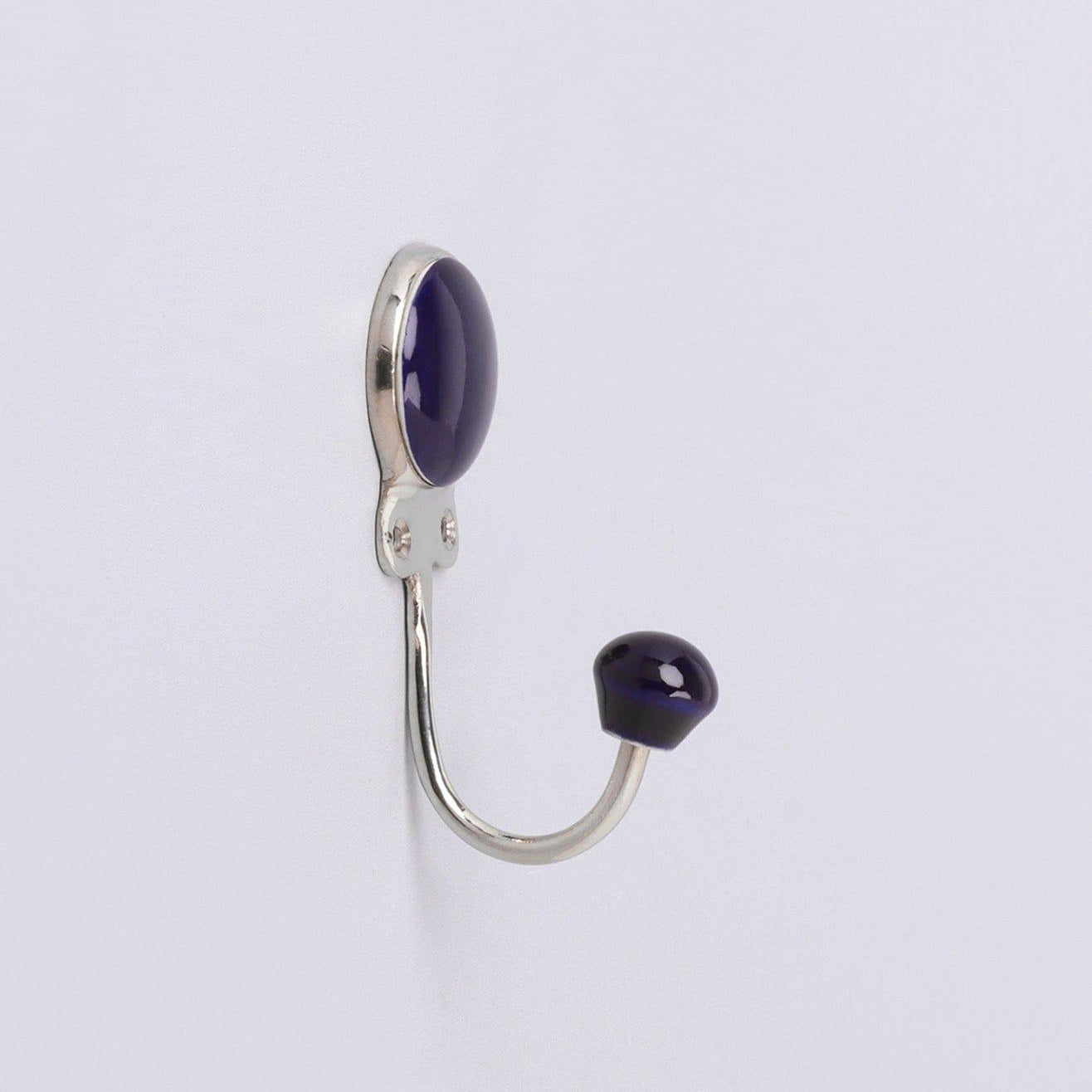 Savoy Handcrafted Ceramic Wall Hook Inkwell Tones Coat Hanger With Chrome Detail - G Decor