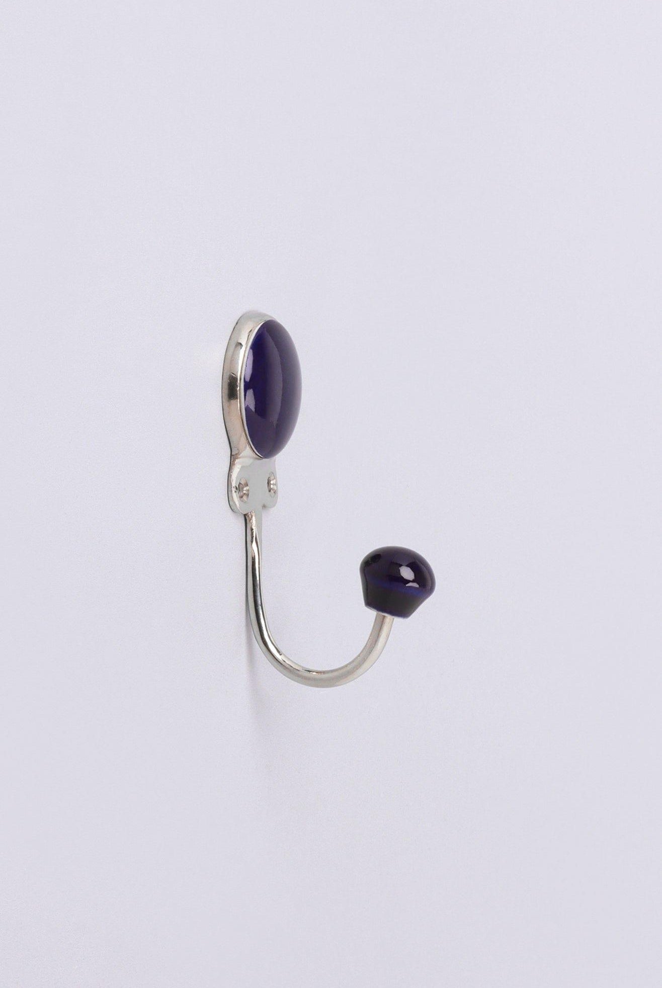 Savoy Handcrafted Ceramic Wall Hook Inkwell Tones Coat Hanger With Chrome Detail - G Decor