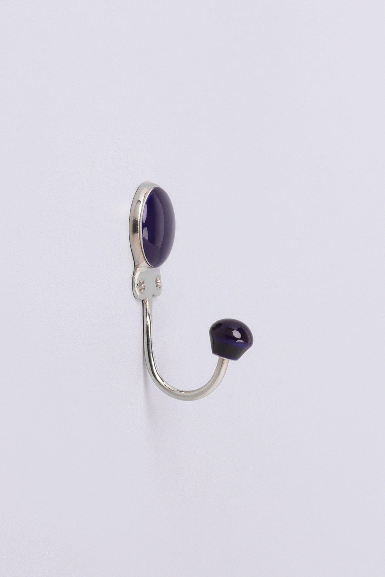 Savoy Handcrafted Ceramic Wall Hook Inkwell Tones Coat Hanger With Chrome Detail - G Decor