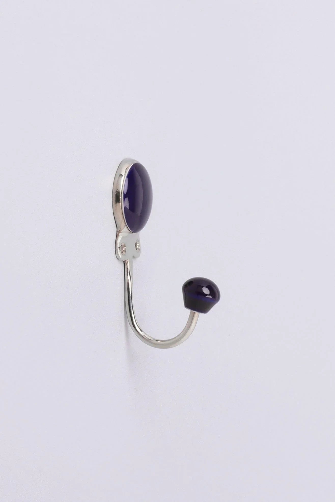 Savoy Handcrafted Ceramic Wall Hook Inkwell Tones Coat Hanger With Chrome Detail - G Decor