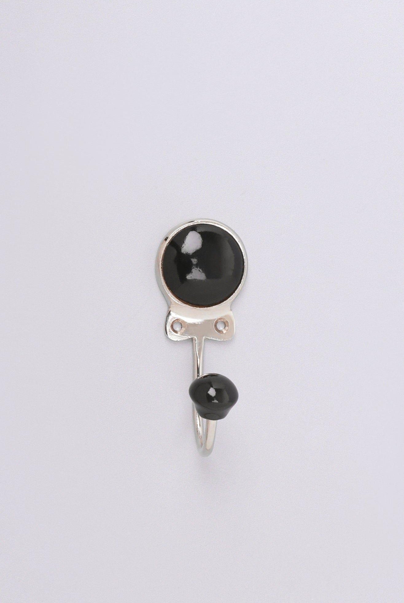 Savoy Handcrafted Ceramic Wall Hook Inkwell Tones Coat Hanger With Chrome Detail - G Decor