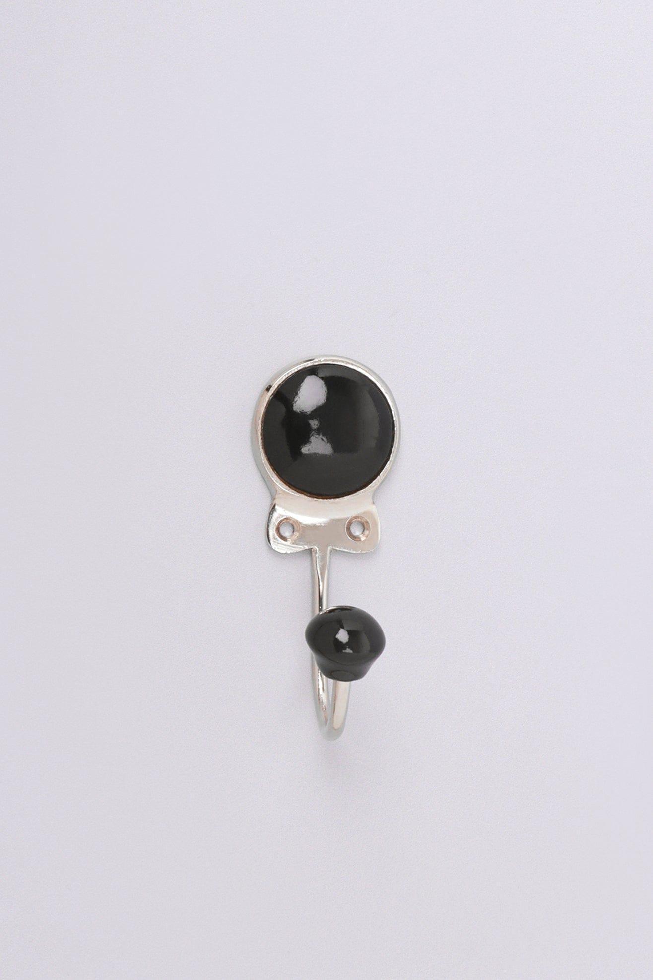 Savoy Handcrafted Ceramic Wall Hook Inkwell Tones Coat Hanger With Chrome Detail - G Decor