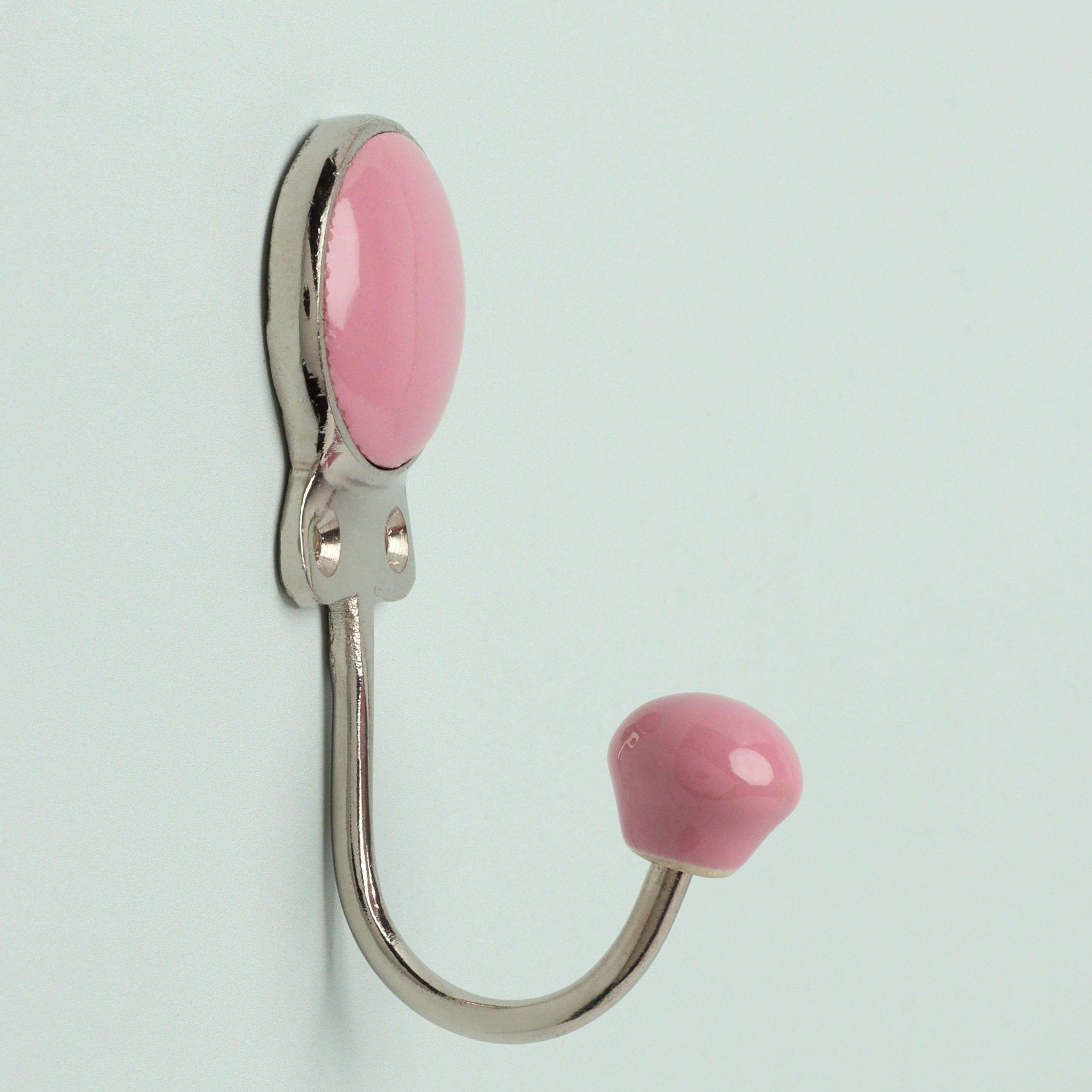 Savoy Handcrafted Ceramic Wall Hook Sorbet Tones Coat Hanger with Chrome Detail - G Decor