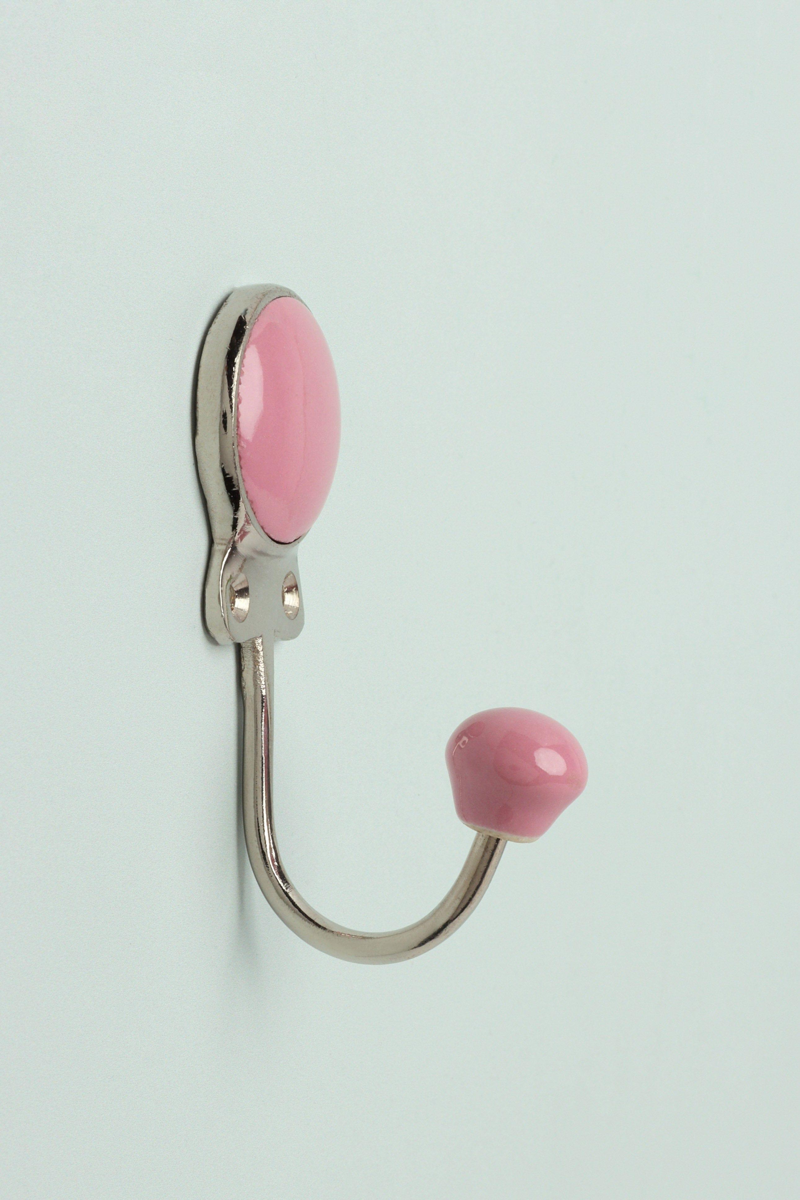 Savoy Handcrafted Ceramic Wall Hook Sorbet Tones Coat Hanger with Chrome Detail - G Decor