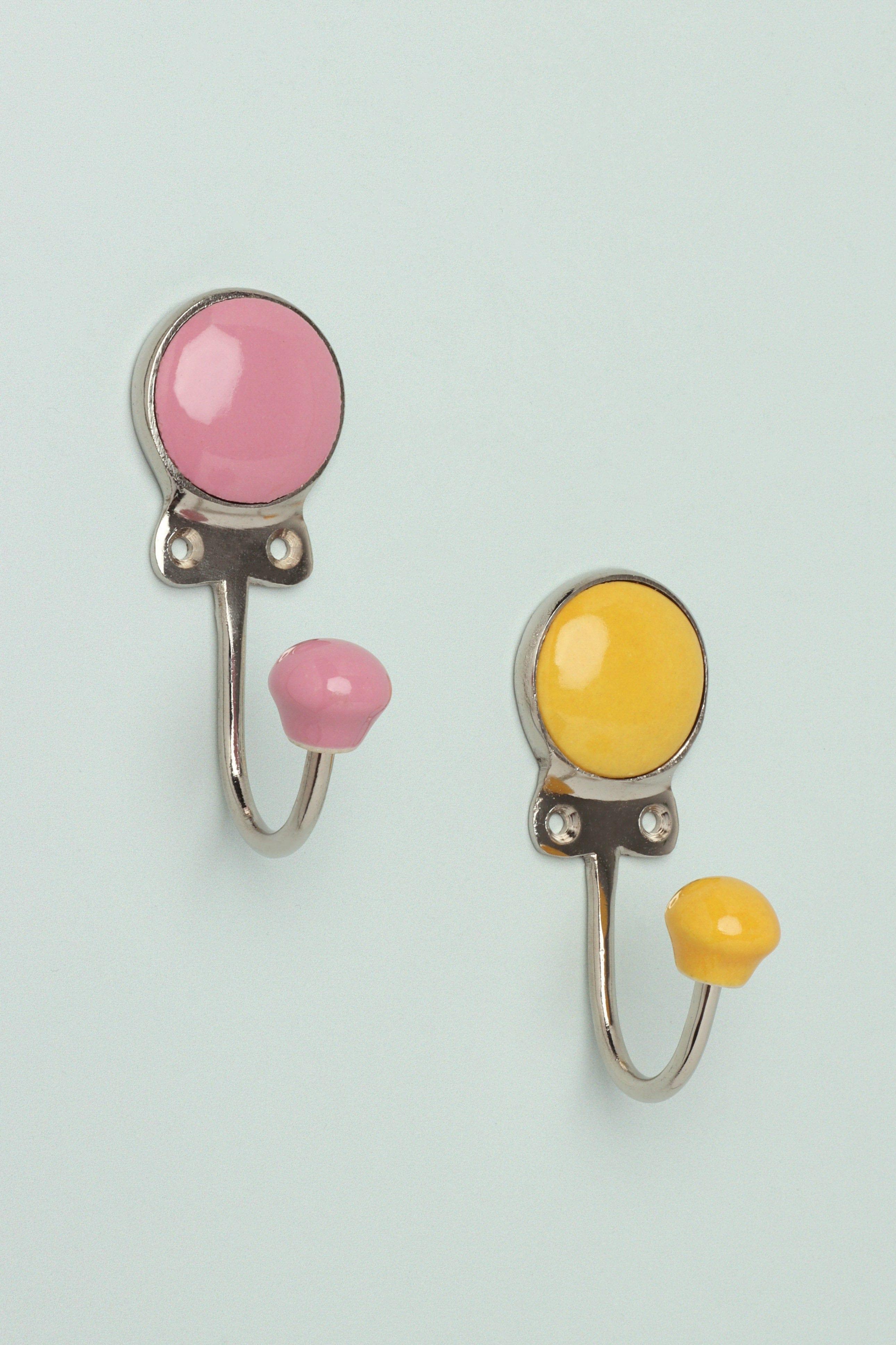 Savoy Handcrafted Ceramic Wall Hook Sorbet Tones Coat Hanger with Chrome Detail - G Decor