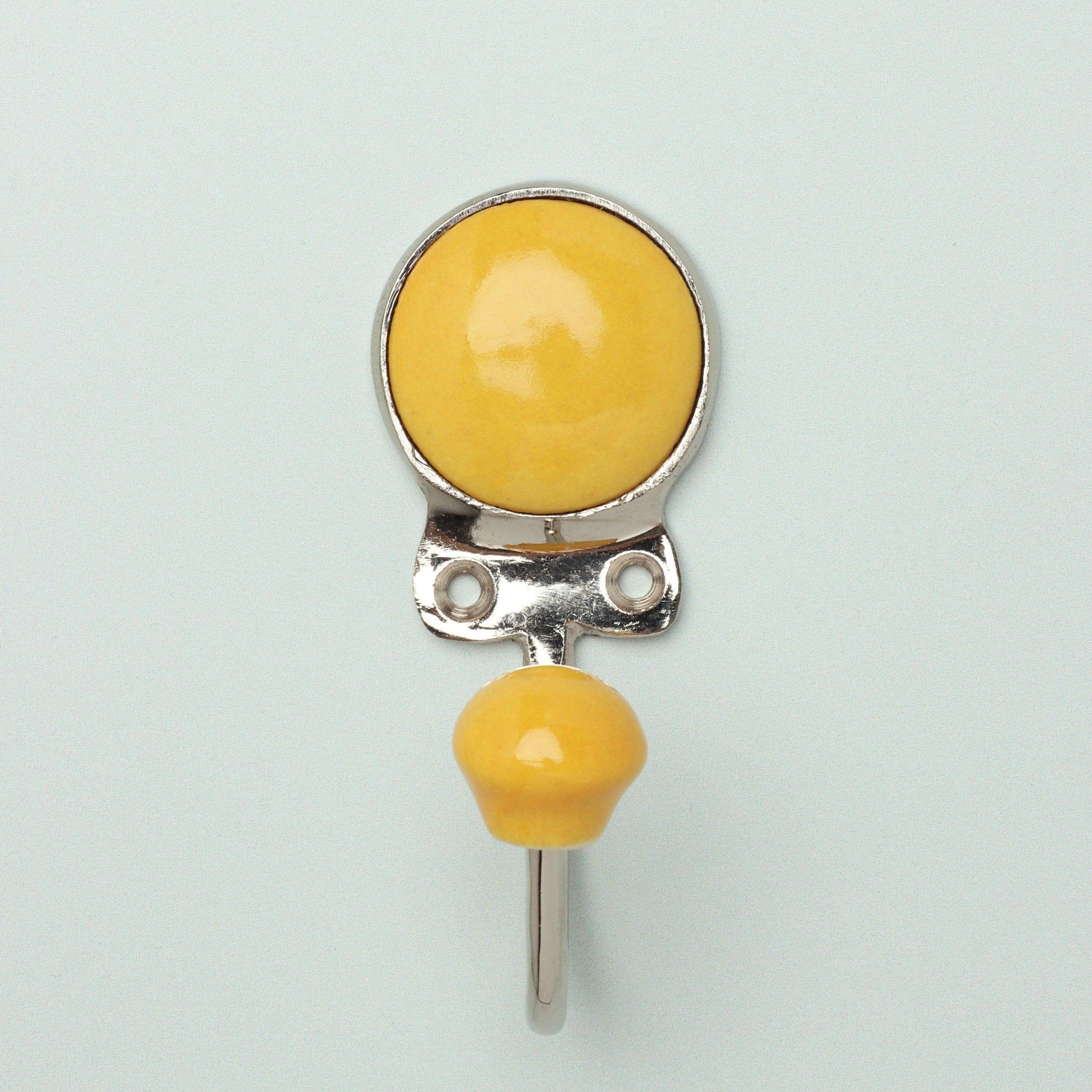 Savoy Handcrafted Ceramic Wall Hook Sorbet Tones Coat Hanger with Chrome Detail - G Decor