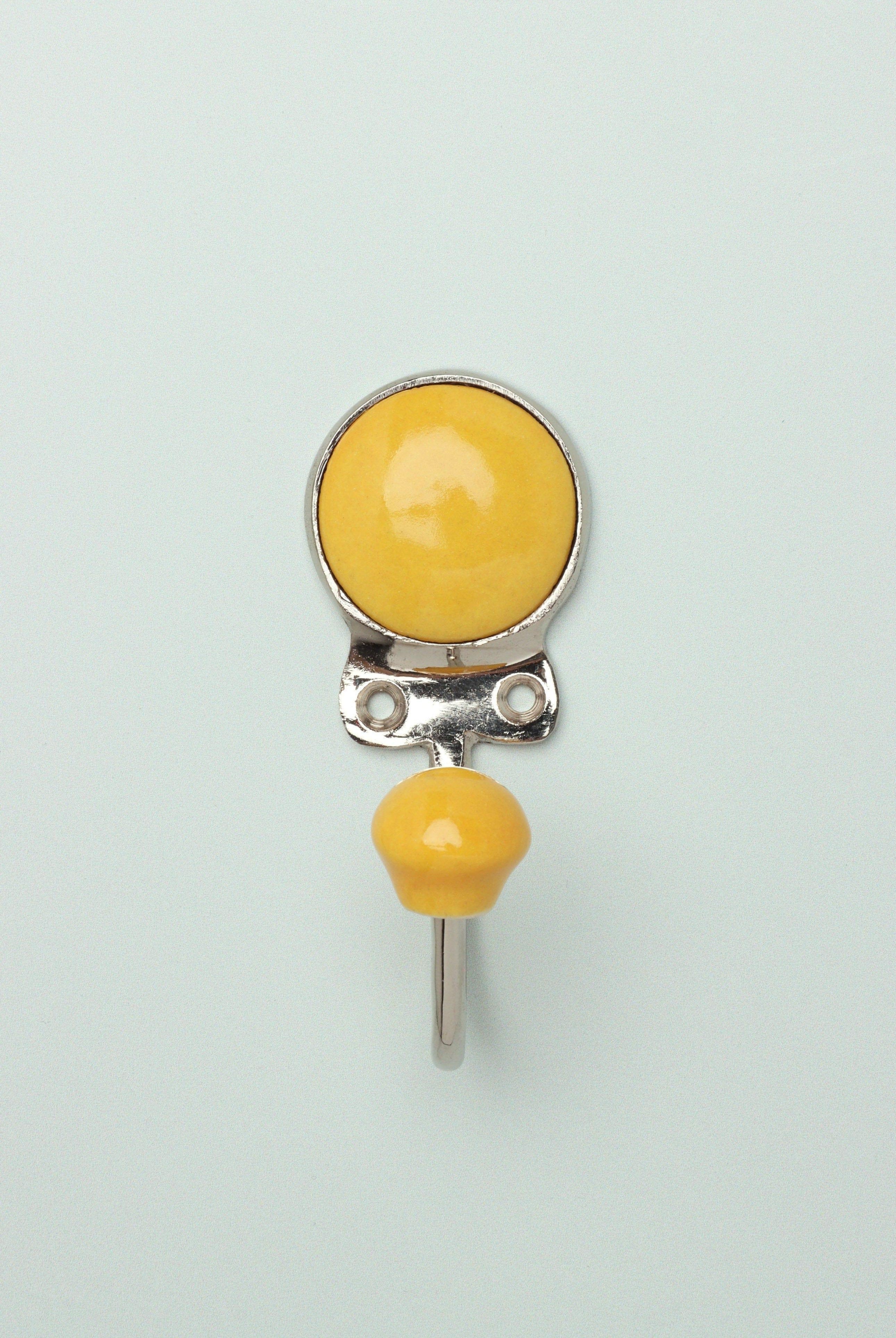 Savoy Handcrafted Ceramic Wall Hook Sorbet Tones Coat Hanger with Chrome Detail - G Decor