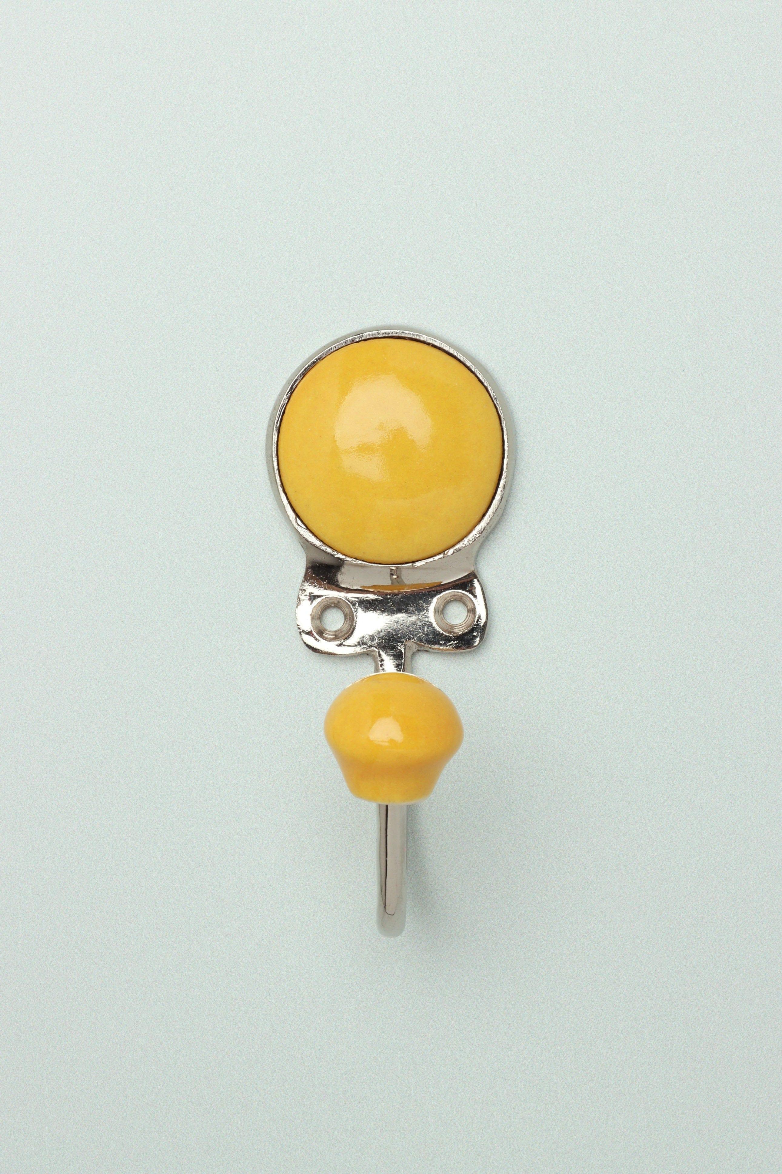 Savoy Handcrafted Ceramic Wall Hook Sorbet Tones Coat Hanger with Chrome Detail - G Decor