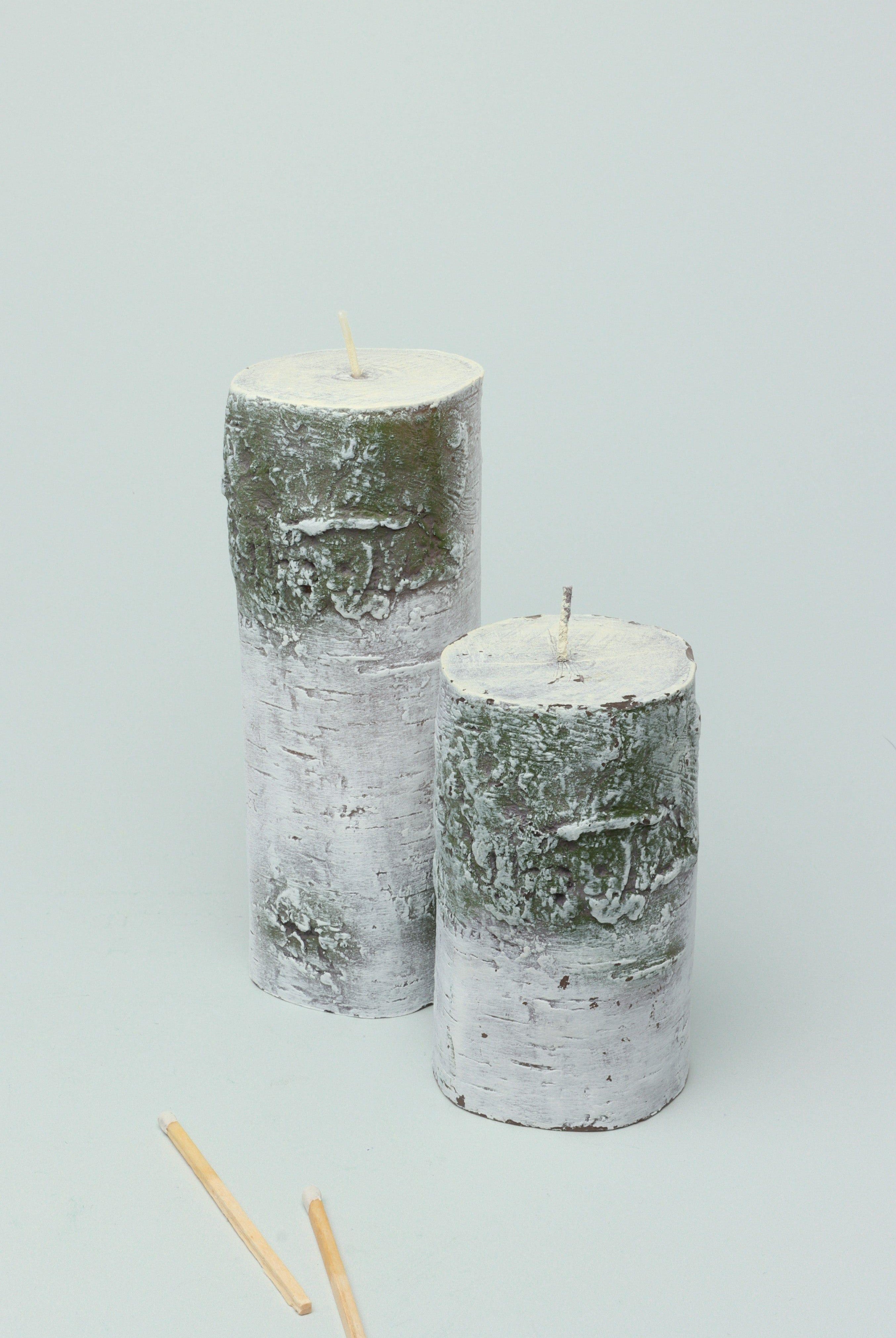 Scandinavian Hand-finished Birch Tree Pillar Candle Rustic Woodland Nordic Minimalist Decor - G Decor