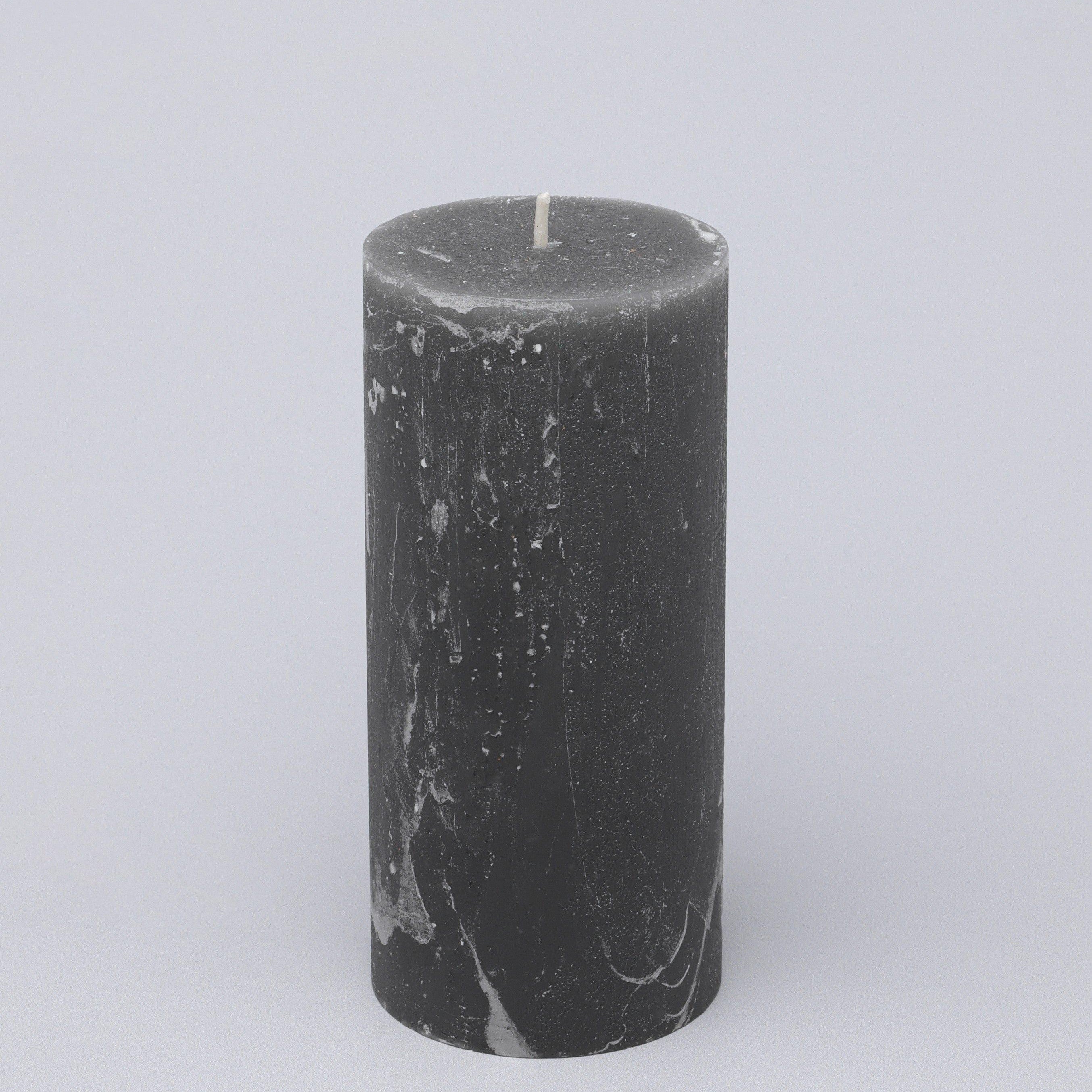 Scented Breeze Collection Dark Grey Marbled Pillar Candle Wild Lotus Scent - G Decor