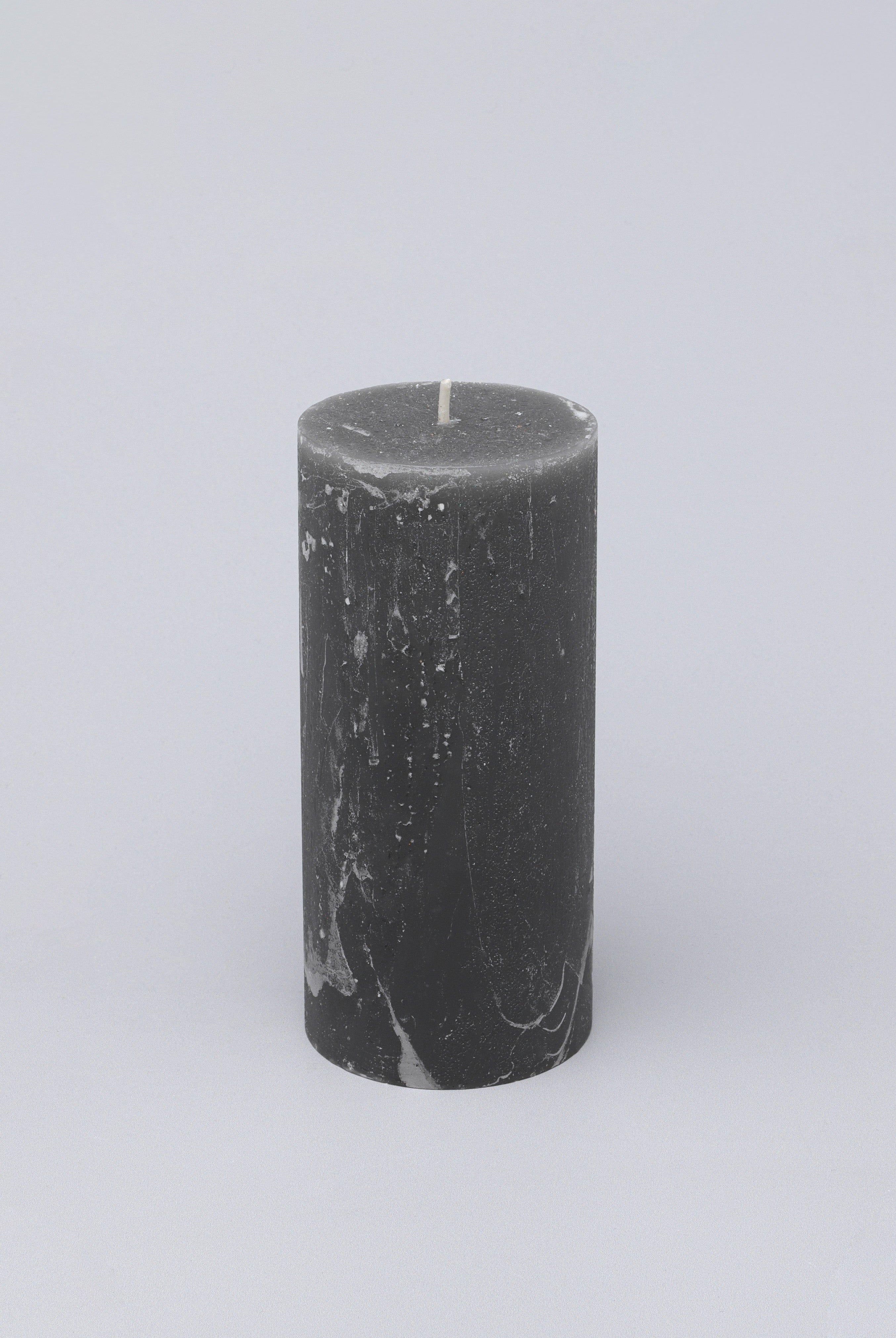 Scented Breeze Collection Dark Grey Marbled Pillar Candle Wild Lotus Scent - G Decor