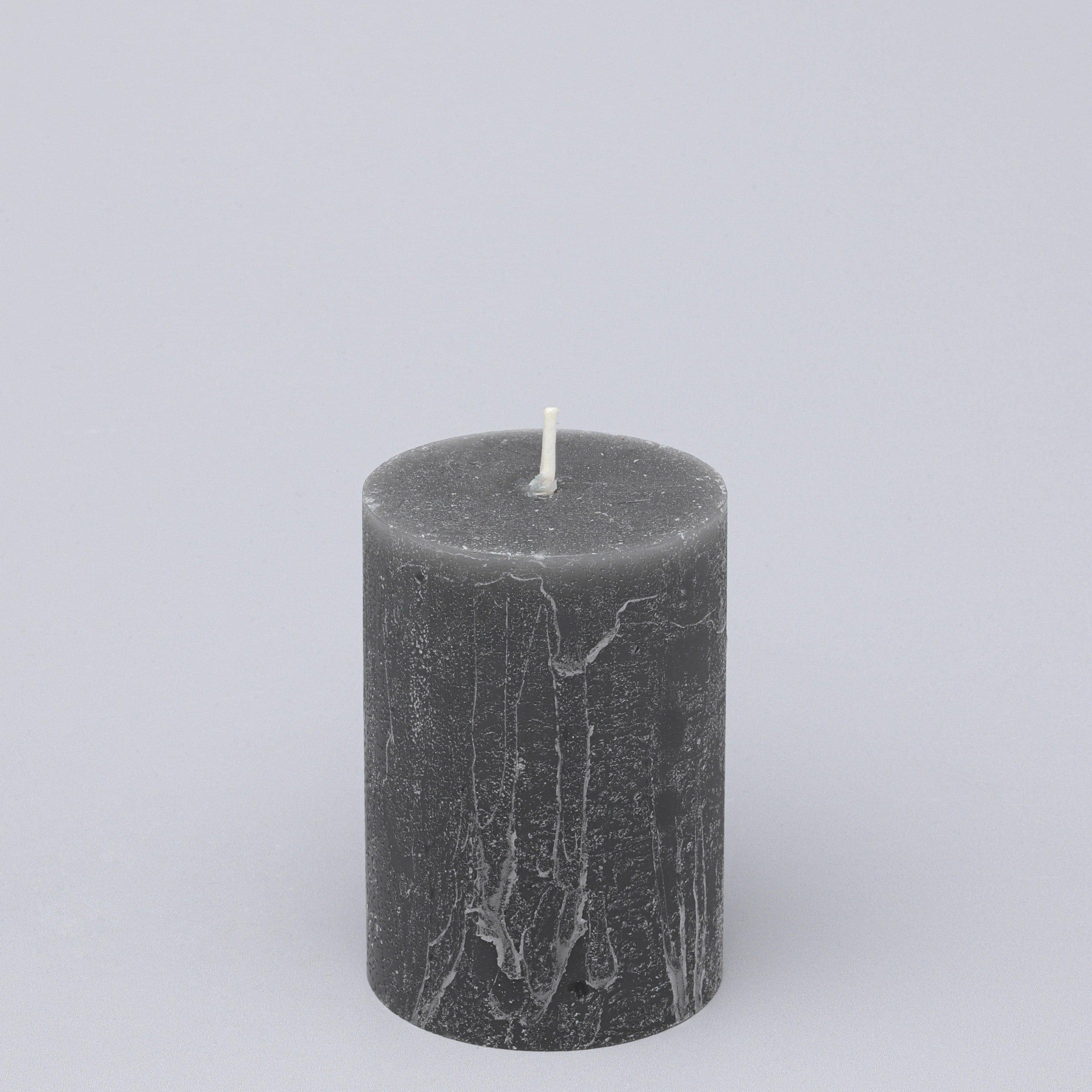 Scented Breeze Collection Dark Grey Marbled Pillar Candle Wild Lotus Scent - G Decor