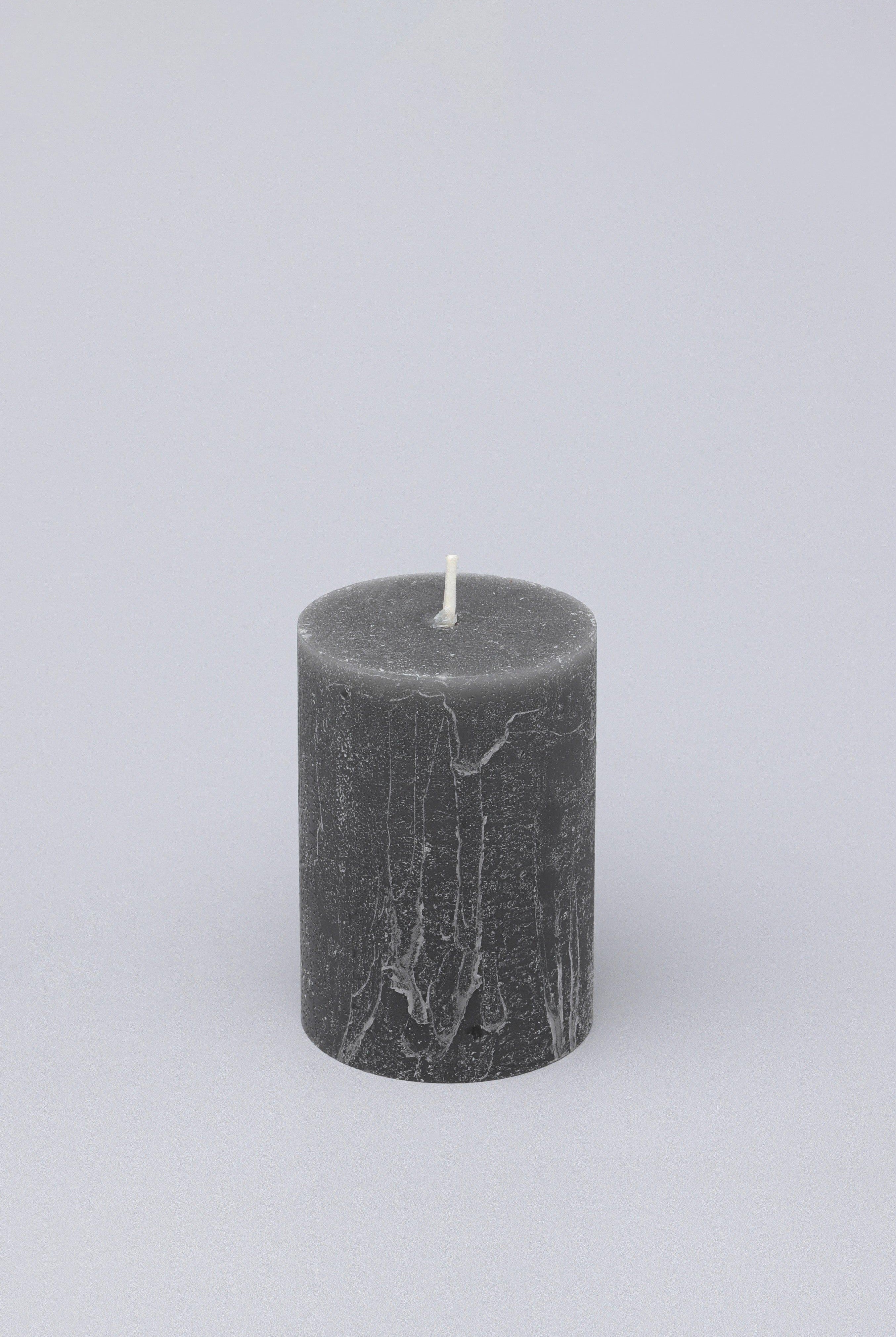 Scented Breeze Collection Dark Grey Marbled Pillar Candle Wild Lotus Scent - G Decor