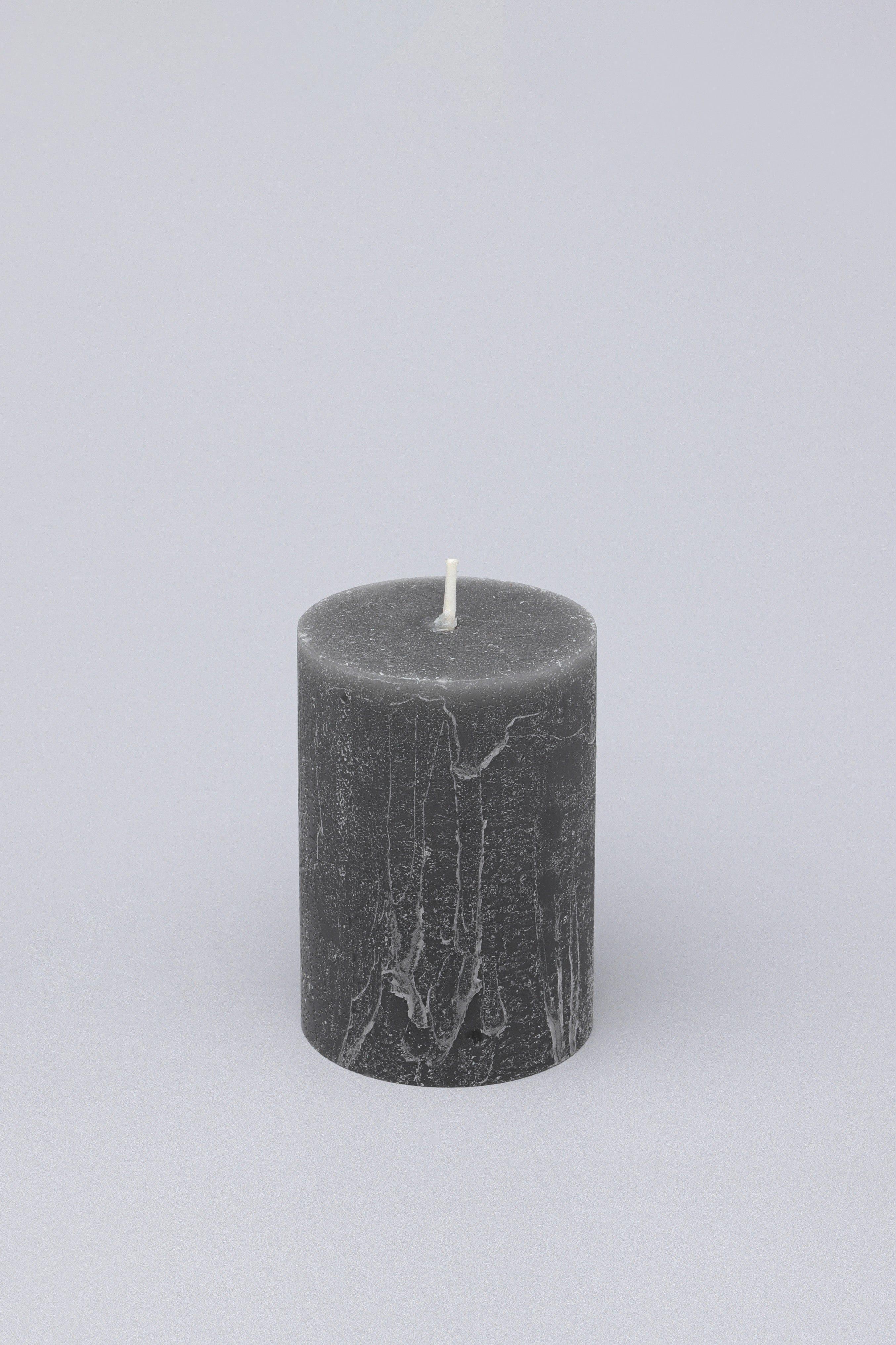Scented Breeze Collection Dark Grey Marbled Pillar Candle Wild Lotus Scent - G Decor