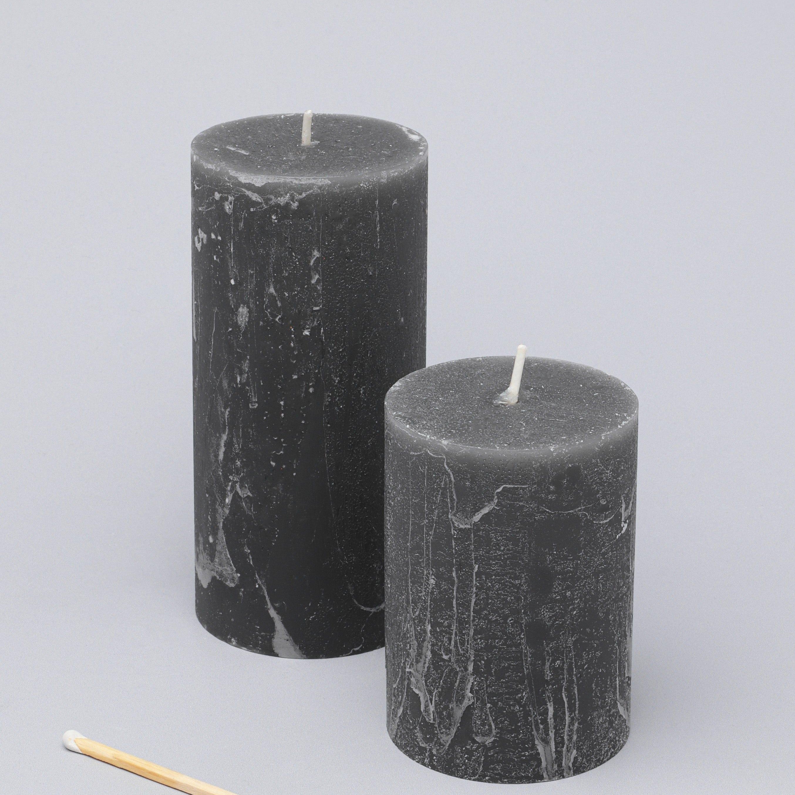 Scented Breeze Collection Dark Grey Marbled Pillar Candle Wild Lotus Scent - G Decor