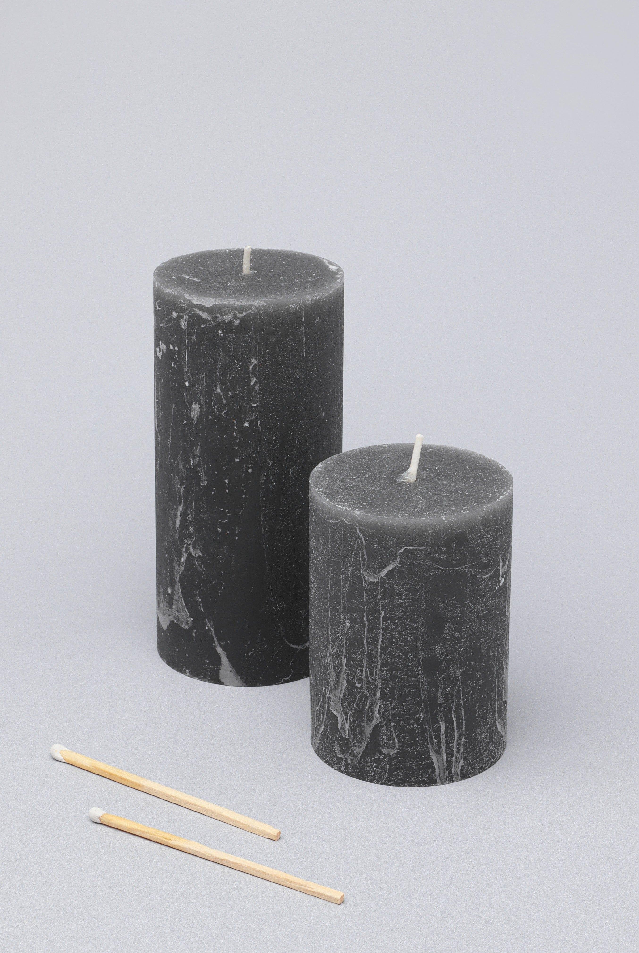 Scented Breeze Collection Dark Grey Marbled Pillar Candle Wild Lotus Scent - G Decor
