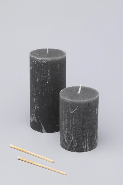 Scented Breeze Marbled Pillar Candle in Dark Grey with Wild Lotus