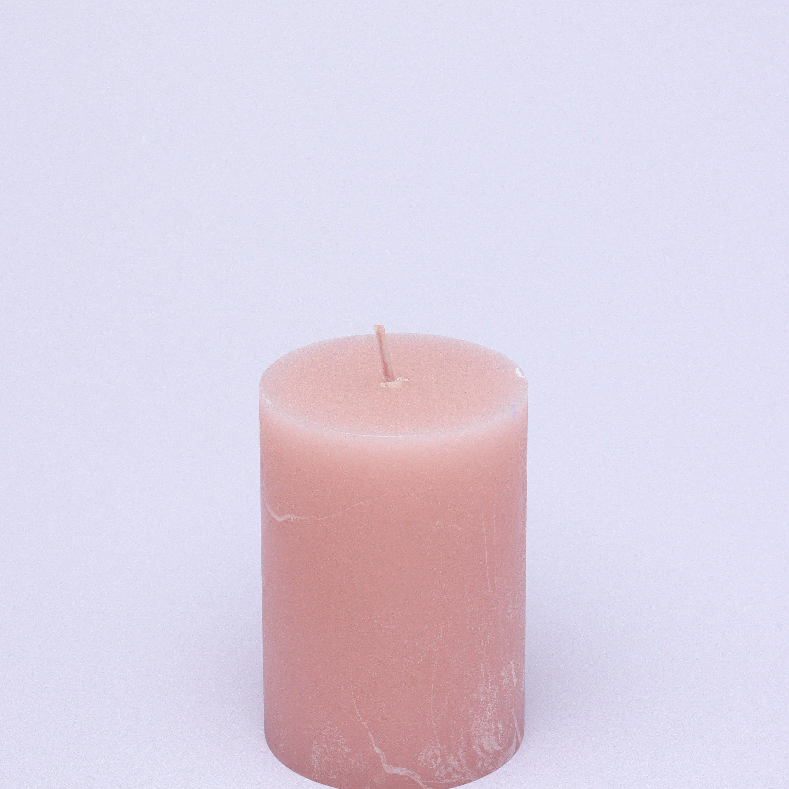Scented Breeze Collection Pink Marbled Pillar Candle Soft Blossom Scent - G Decor
