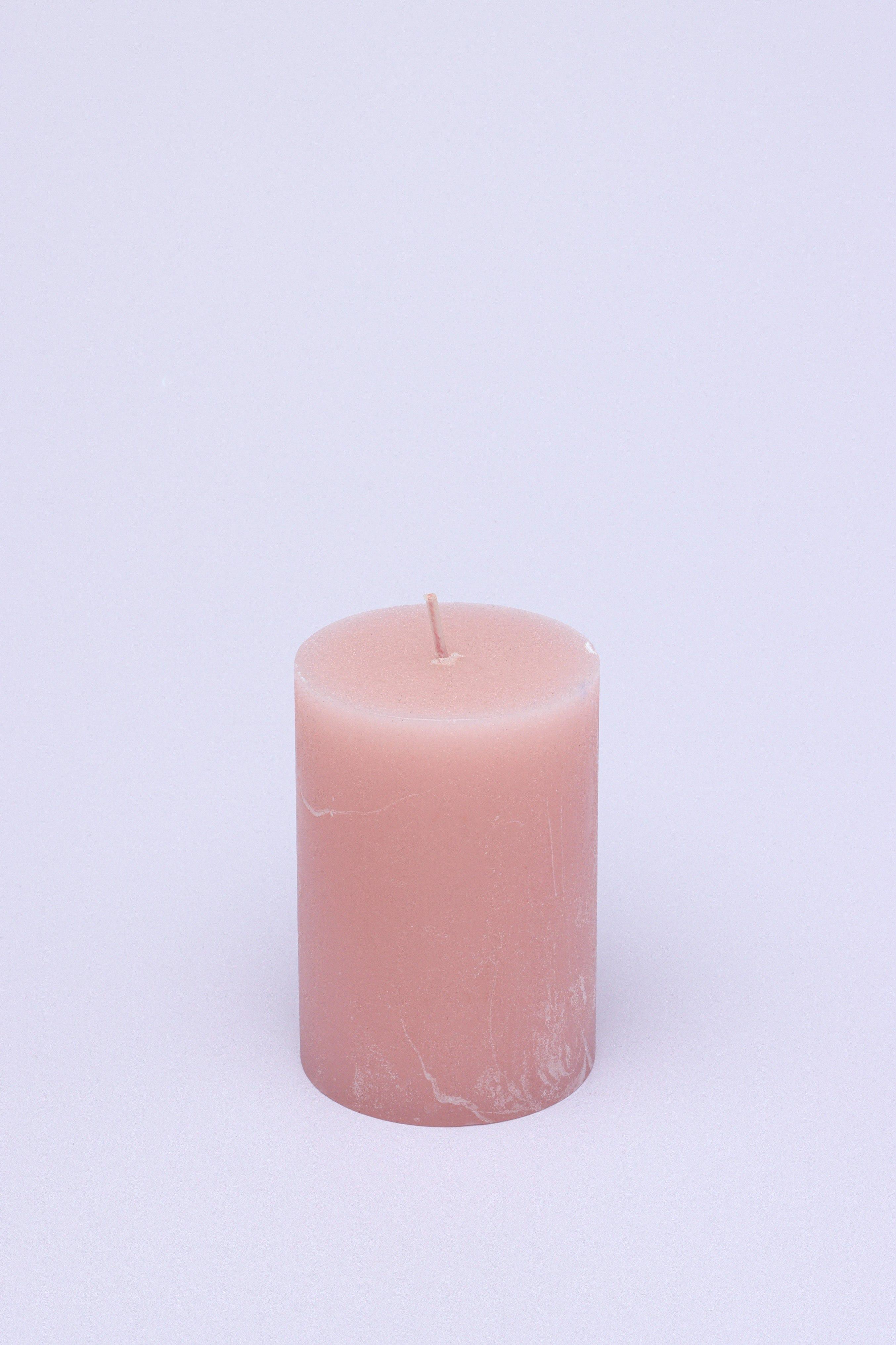 Scented Breeze Collection Pink Marbled Pillar Candle Soft Blossom Scent - G Decor
