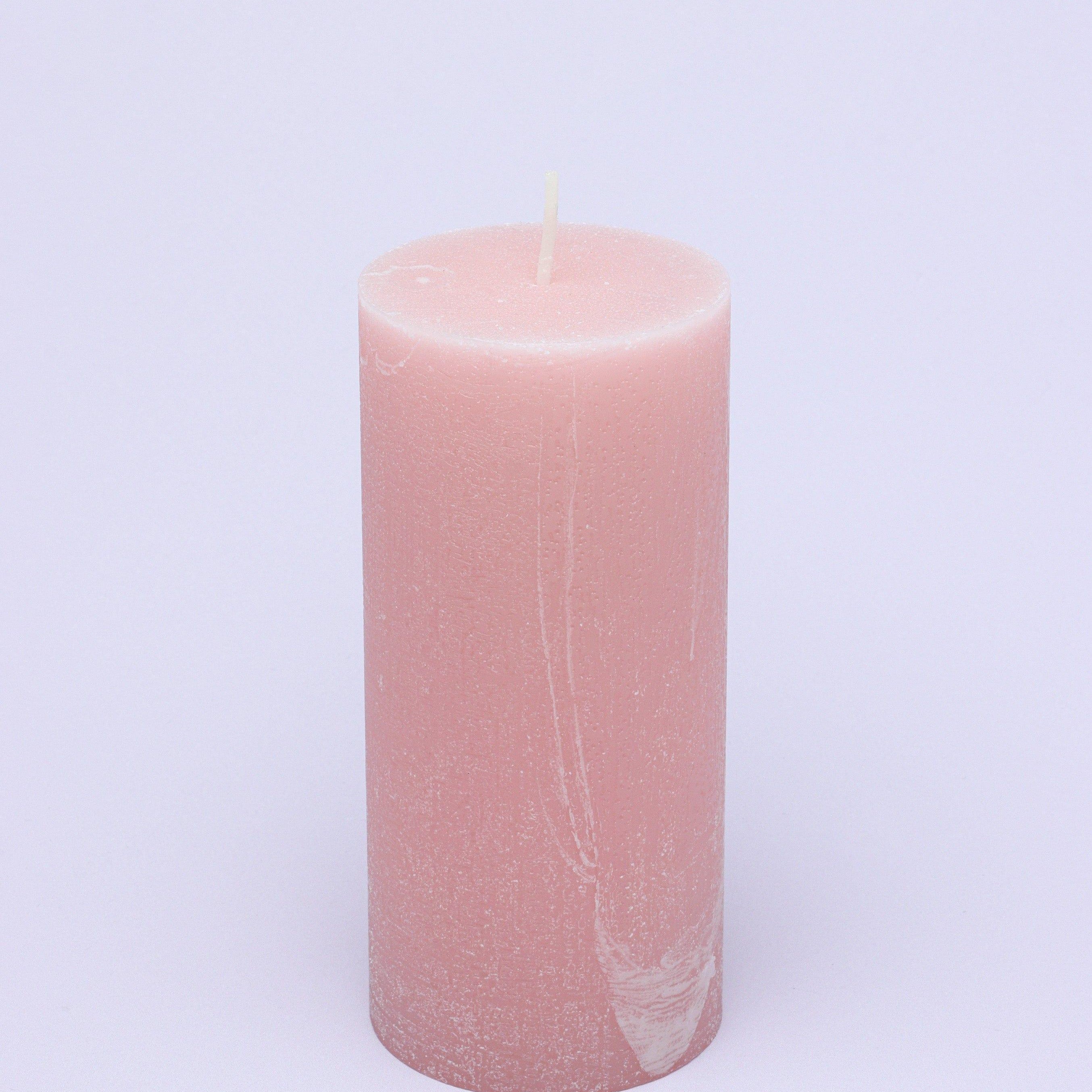 Scented Breeze Collection Pink Marbled Pillar Candle Soft Blossom Scent - G Decor