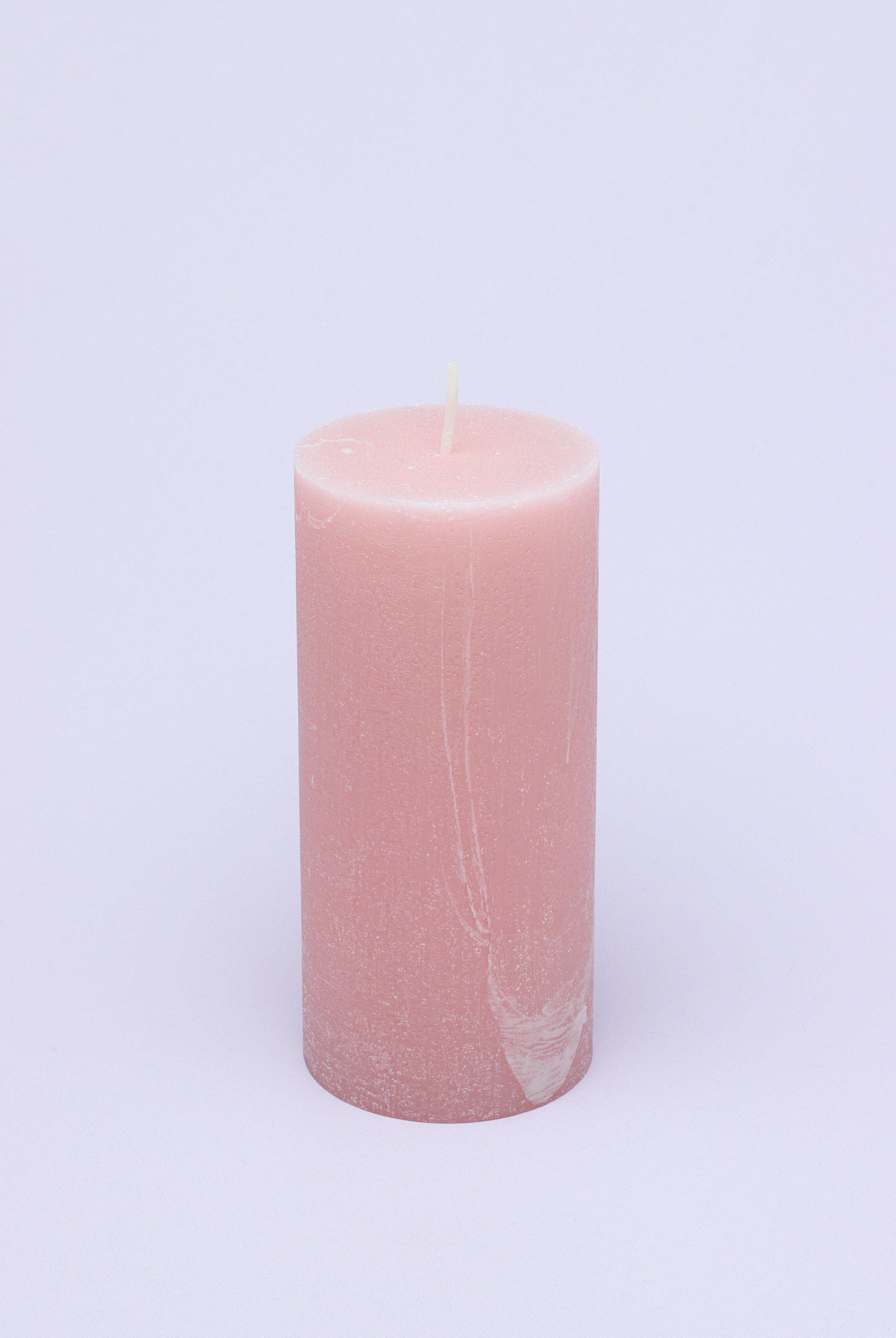 Scented Breeze Collection Pink Marbled Pillar Candle Soft Blossom Scent - G Decor