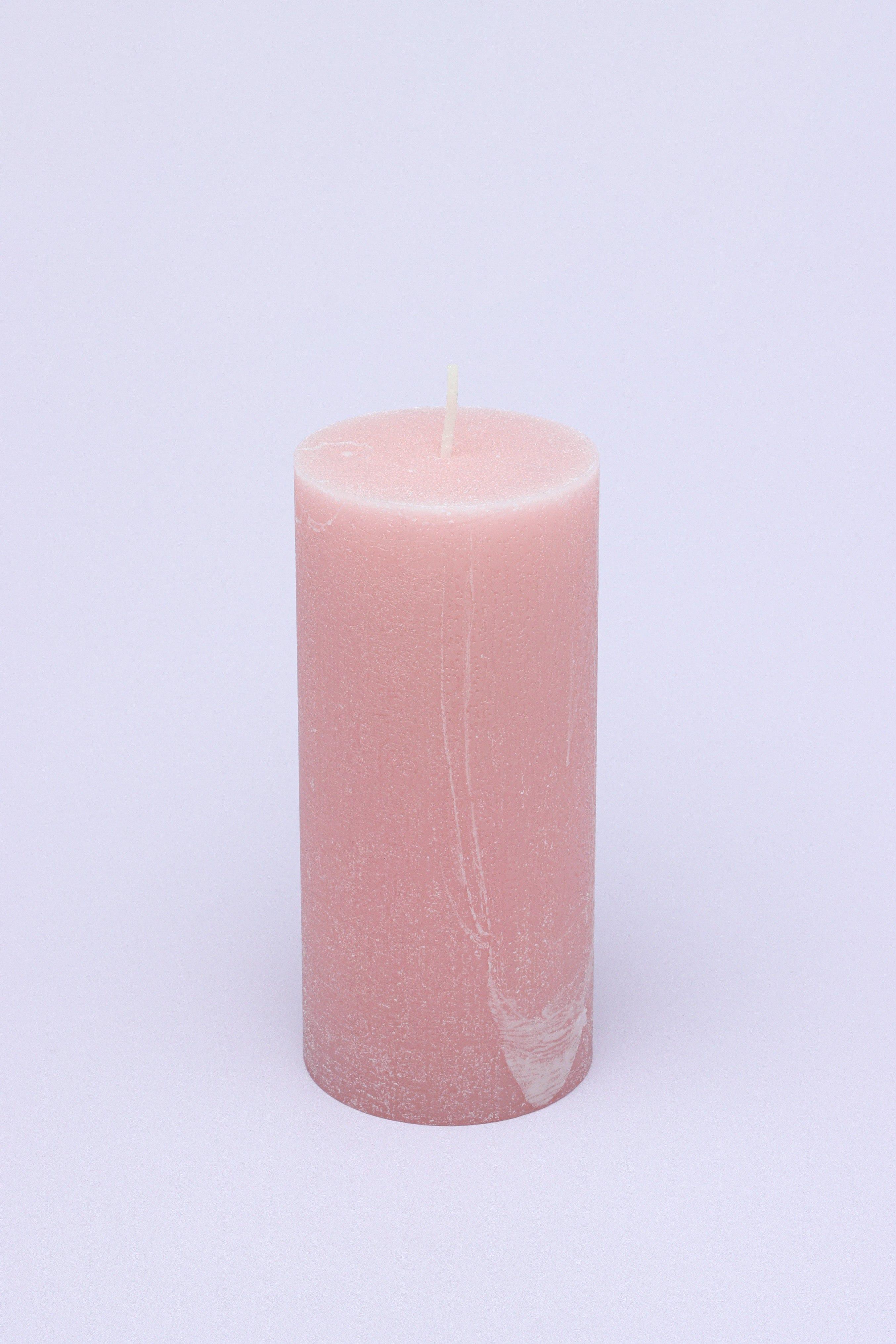 Scented Breeze Collection Pink Marbled Pillar Candle Soft Blossom Scent - G Decor