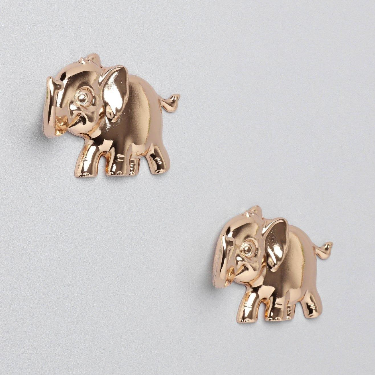Set of 2 Elephant Gold Wall Hooks Sculpted Animal Design for Coats, Towels & Accessories - G Decor