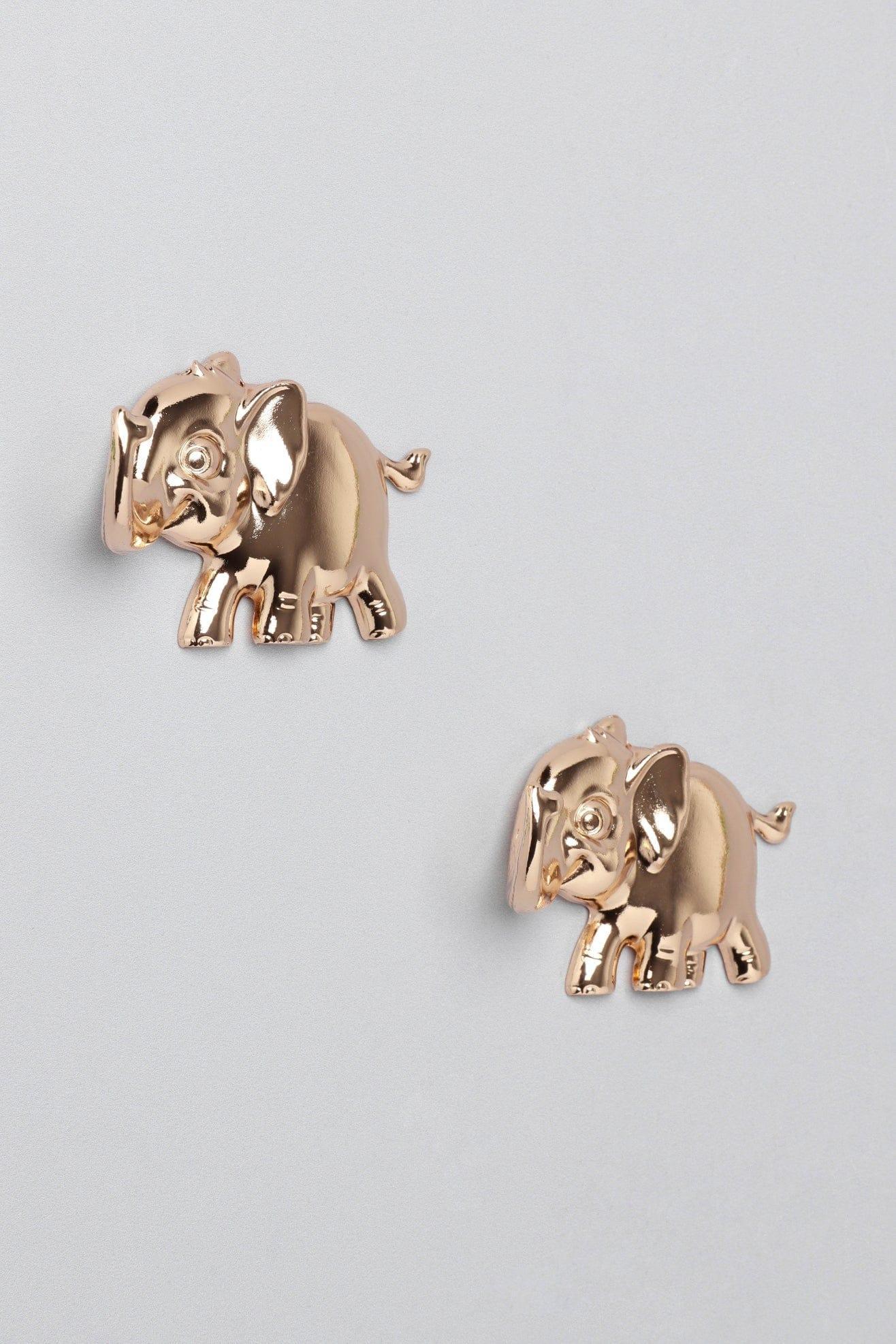 Set of 2 Elephant Gold Wall Hooks Sculpted Animal Design for Coats, Towels & Accessories - G Decor