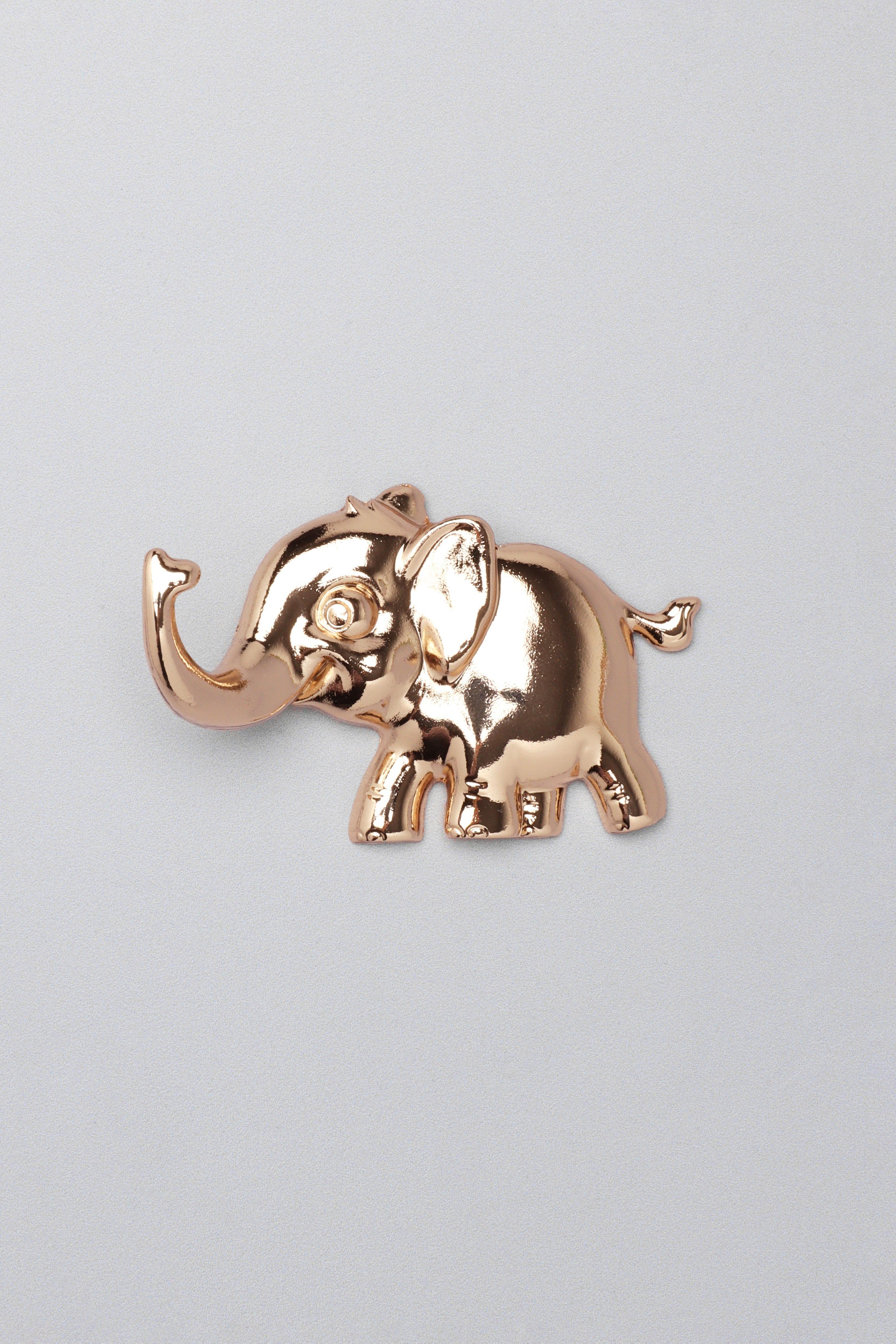 Set of 2 Elephant Gold Wall Hooks Sculpted Animal Design for Coats, Towels & Accessories - G Decor