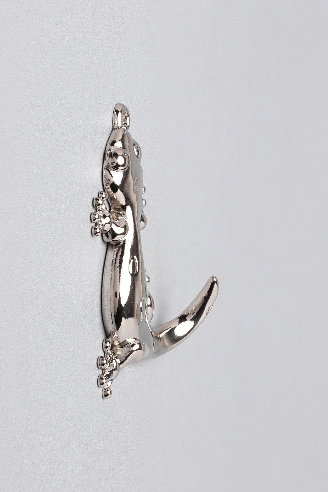 Pair of Lizard Silver Sculpted Wall Hooks — alternate view, G Decor