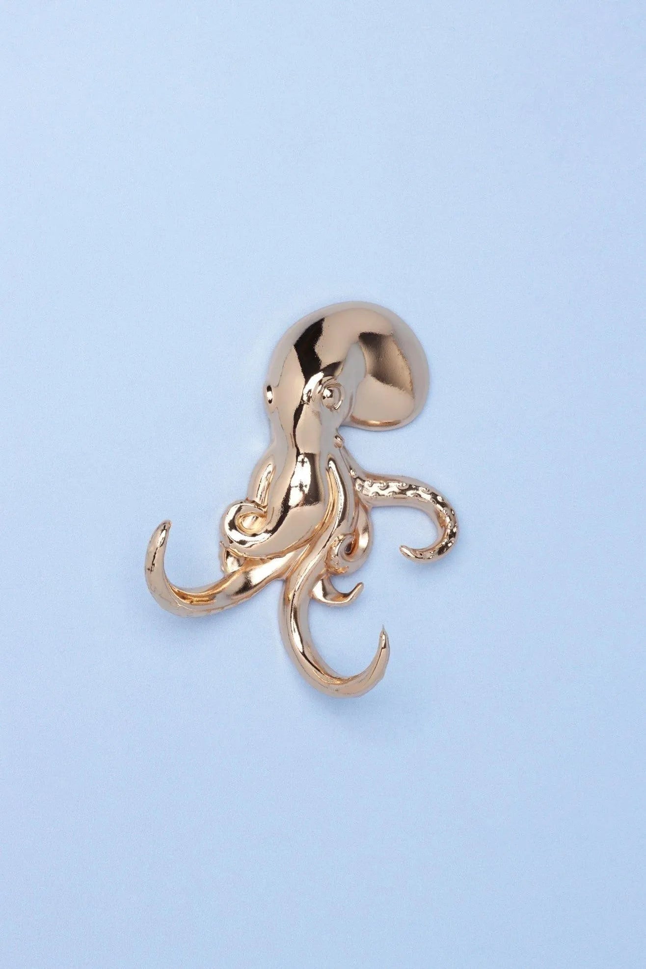 Pair of Octopus Gold Sculpted Sea Life Wall Hooks — alternate view, G Decor