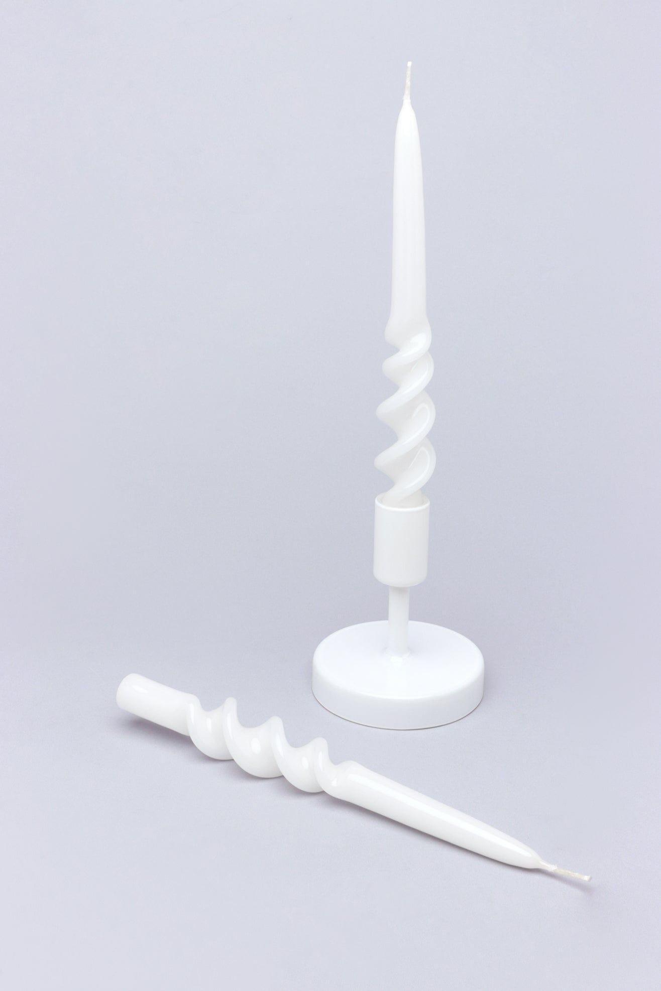 G Decor Candles & Candle Holders White Set of 2 White 9-inch Spiral Twisted Hand Dipped Candlesticks Taper Church Dinner Candles