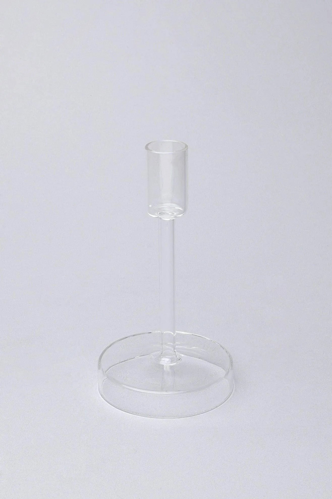 Halo Hand-Blown Clear Glass Candle Holders — close-up view, G Decor
