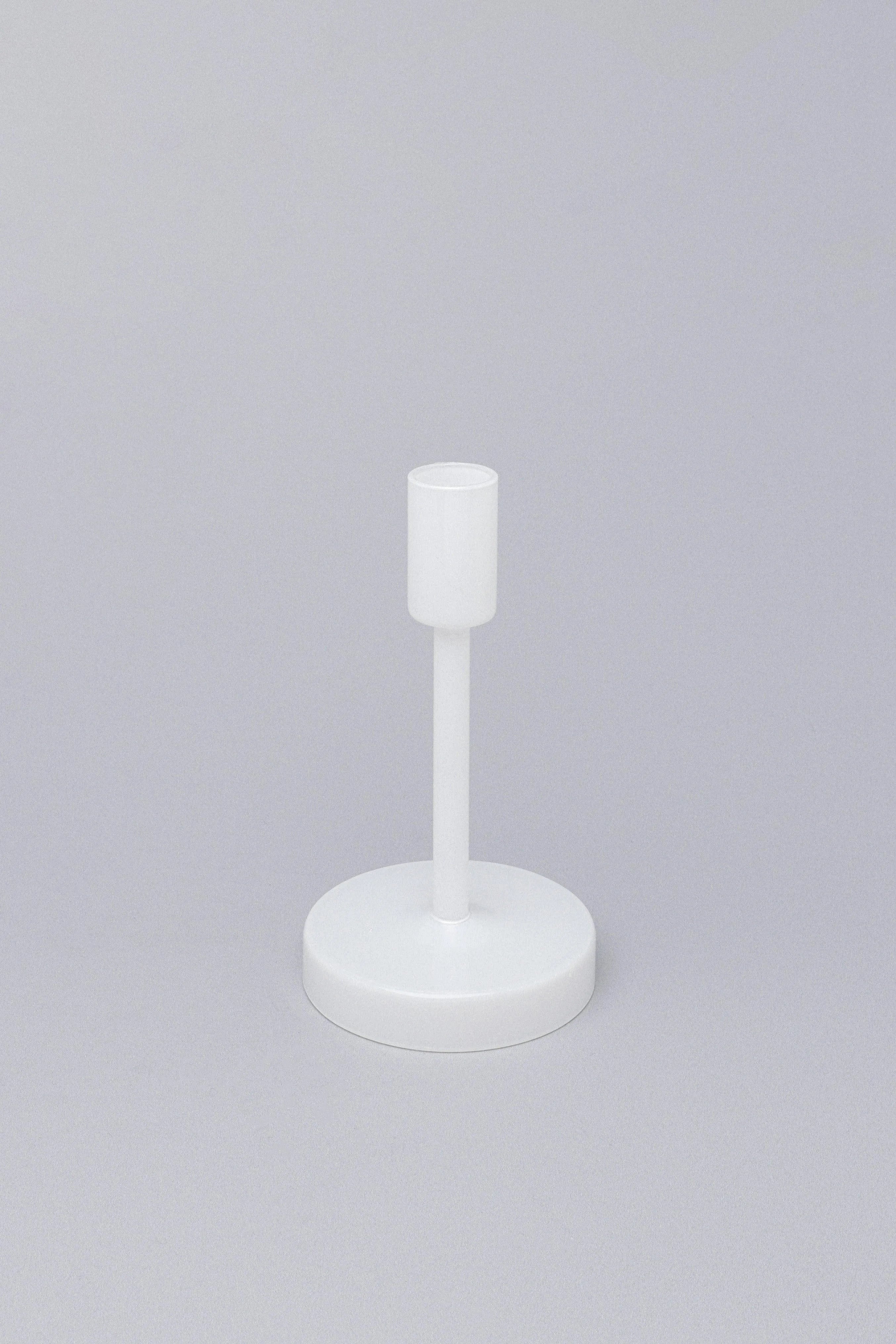 set-of-3-halo-handblown-glass-candle-holders-white-glass-stands-for-dinner-and-taper-candles-g-decor-32666 - G Decor