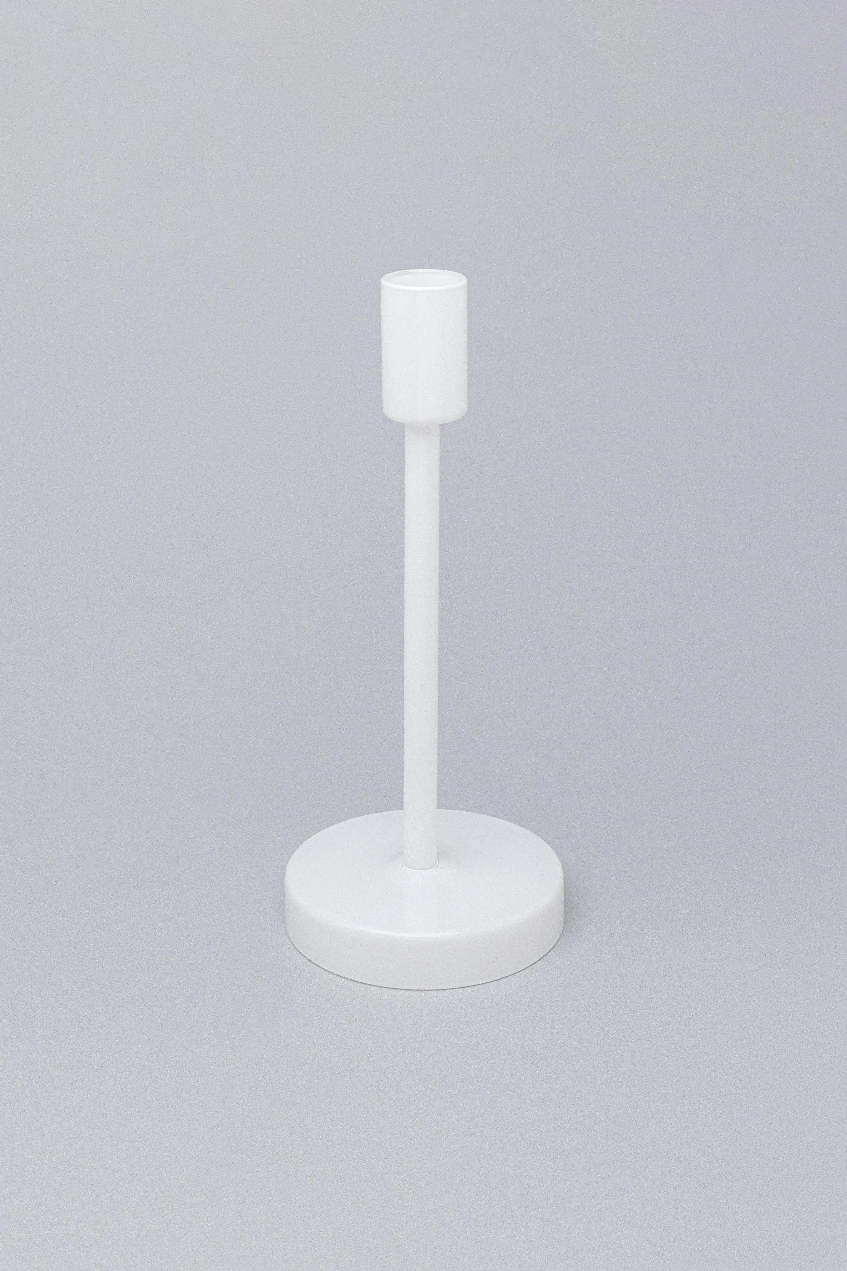 set-of-3-halo-handblown-glass-candle-holders-white-glass-stands-for-dinner-and-taper-candles-g-decor-72116 - G Decor