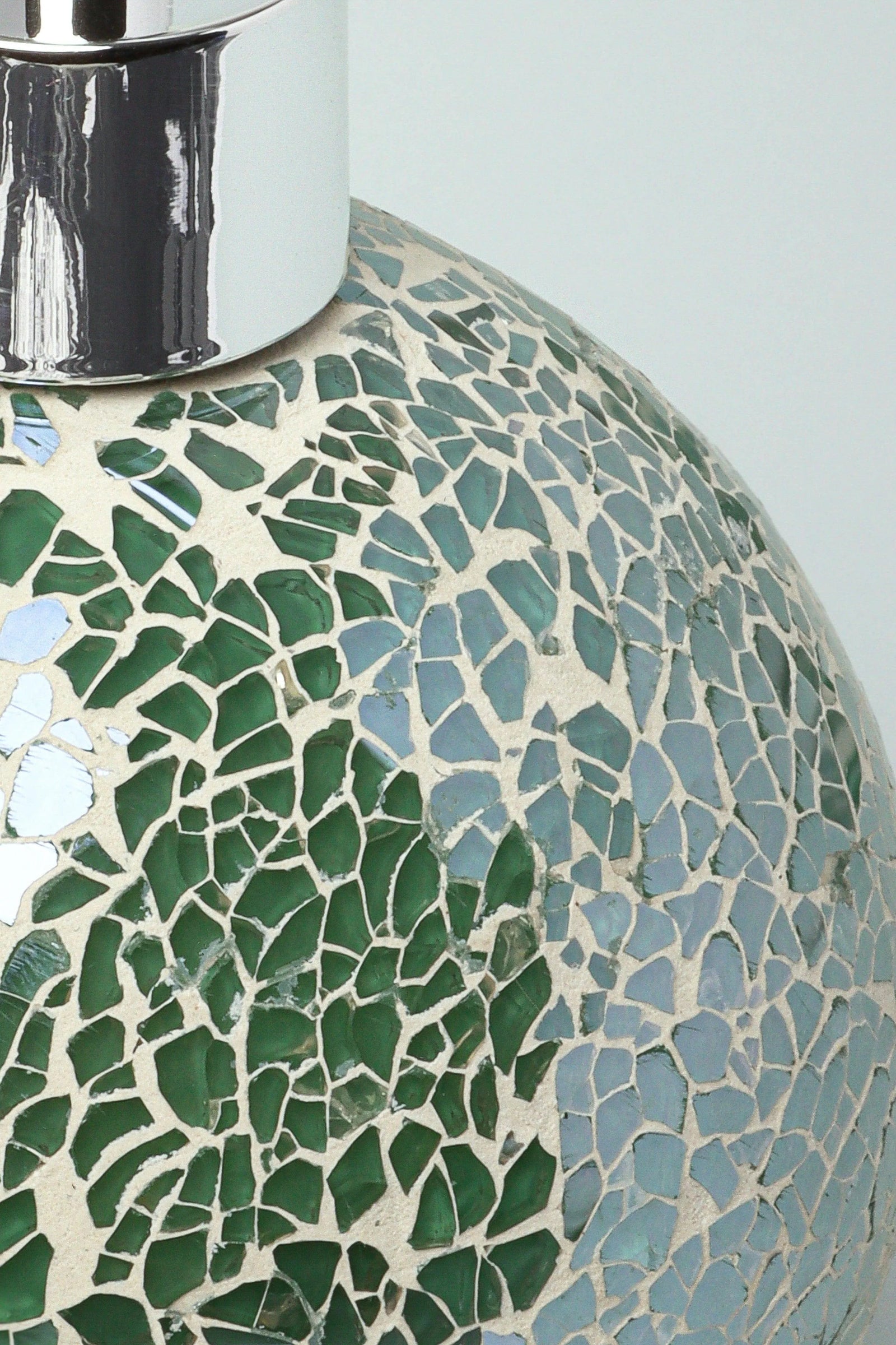 Corfu Three-Piece Emerald Mosaic Bathroom Accessory Set — close-up view, G Decor