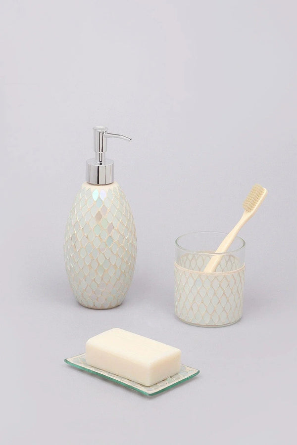 Verona Three-Piece Mermaid Glass Mosaic Bathroom Set